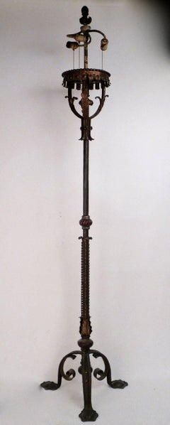 Early 20th Century Wrought Iron and Polychrome Standard