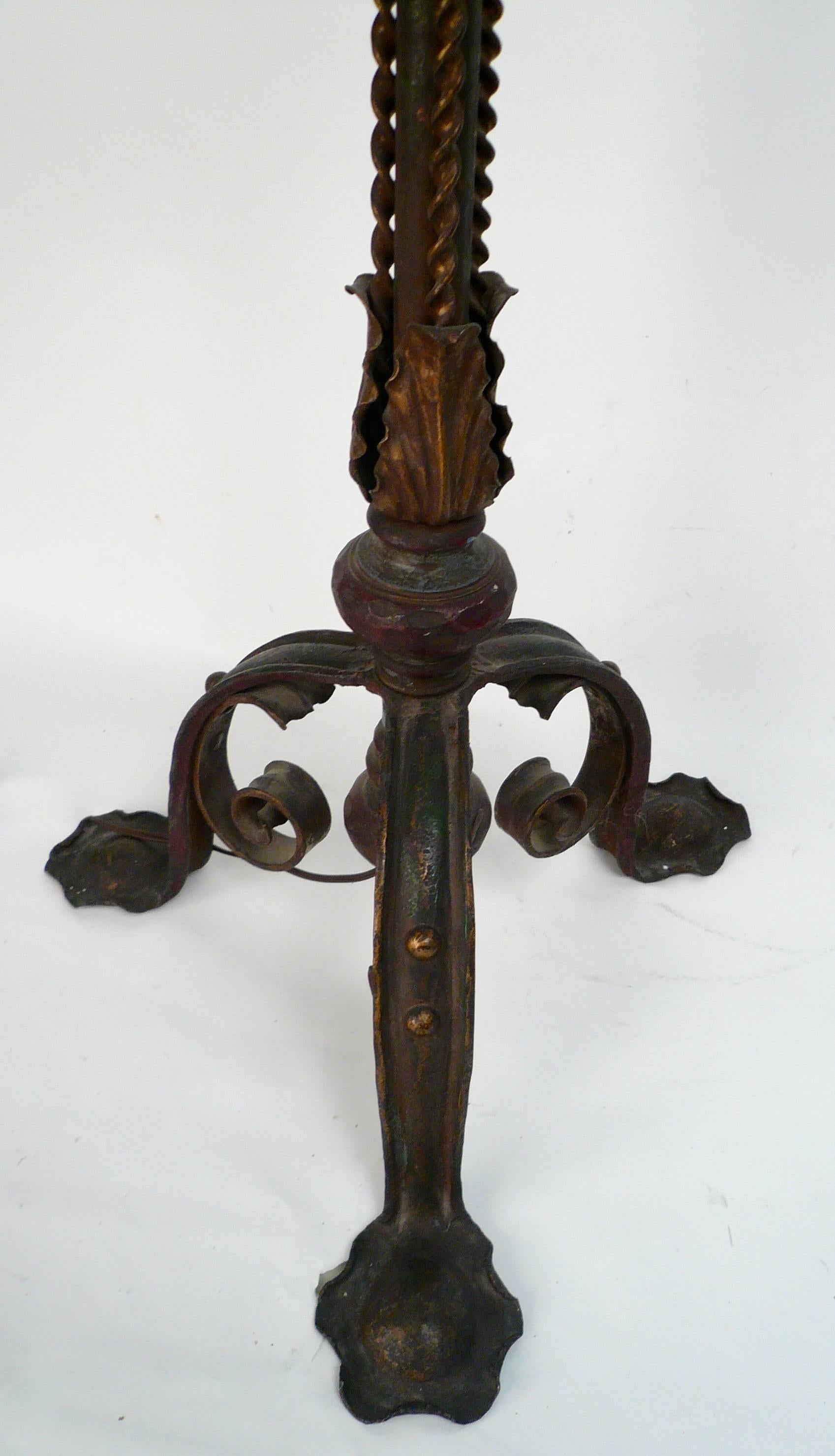 Early 20th Century Wrought Iron and Polychrome Standard 4