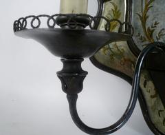 Pair of Mirrored and Eglomise Two-Light Sconces