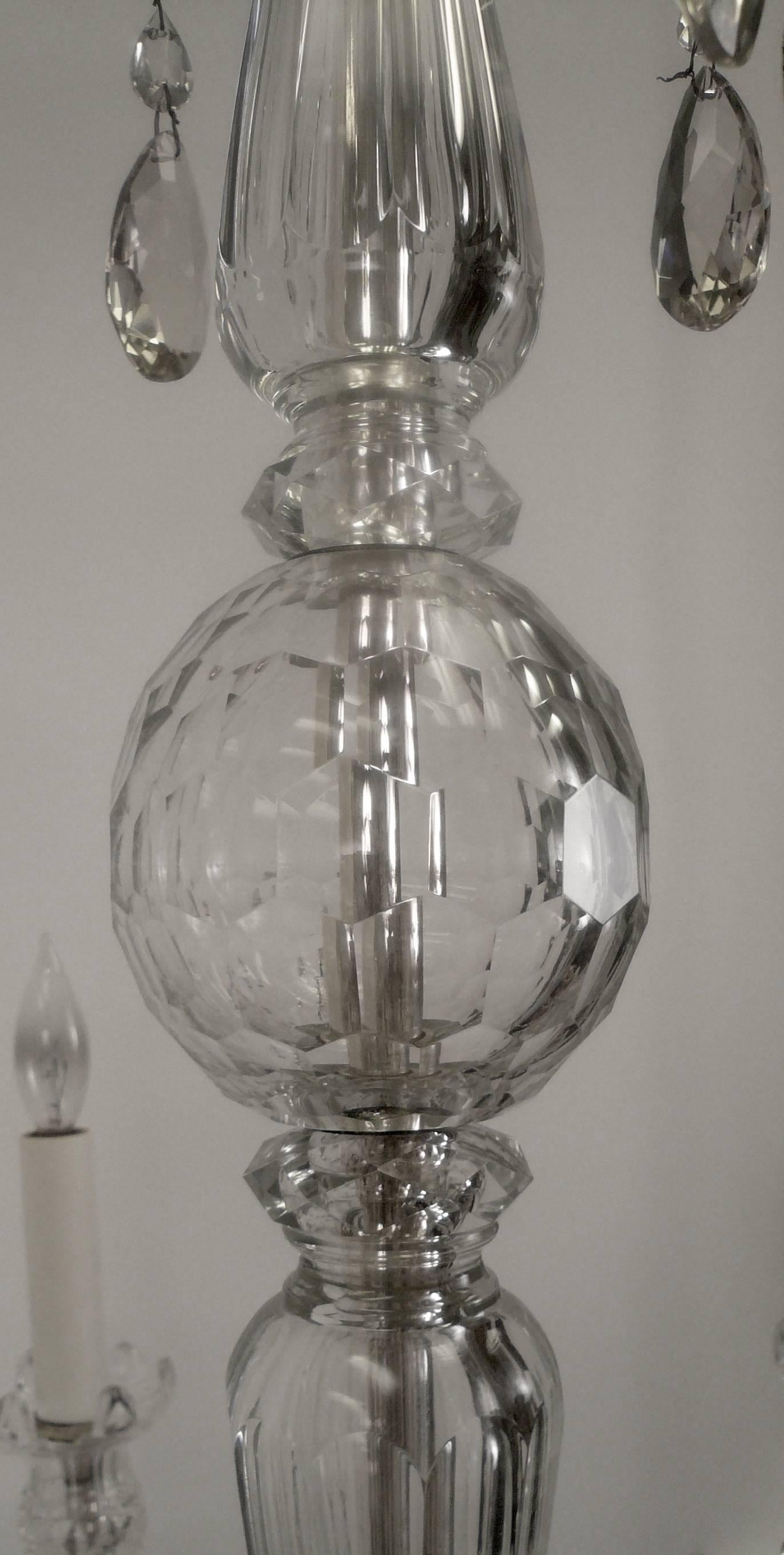 Faceted Georgian Style Six-Light Crystal Chandelier