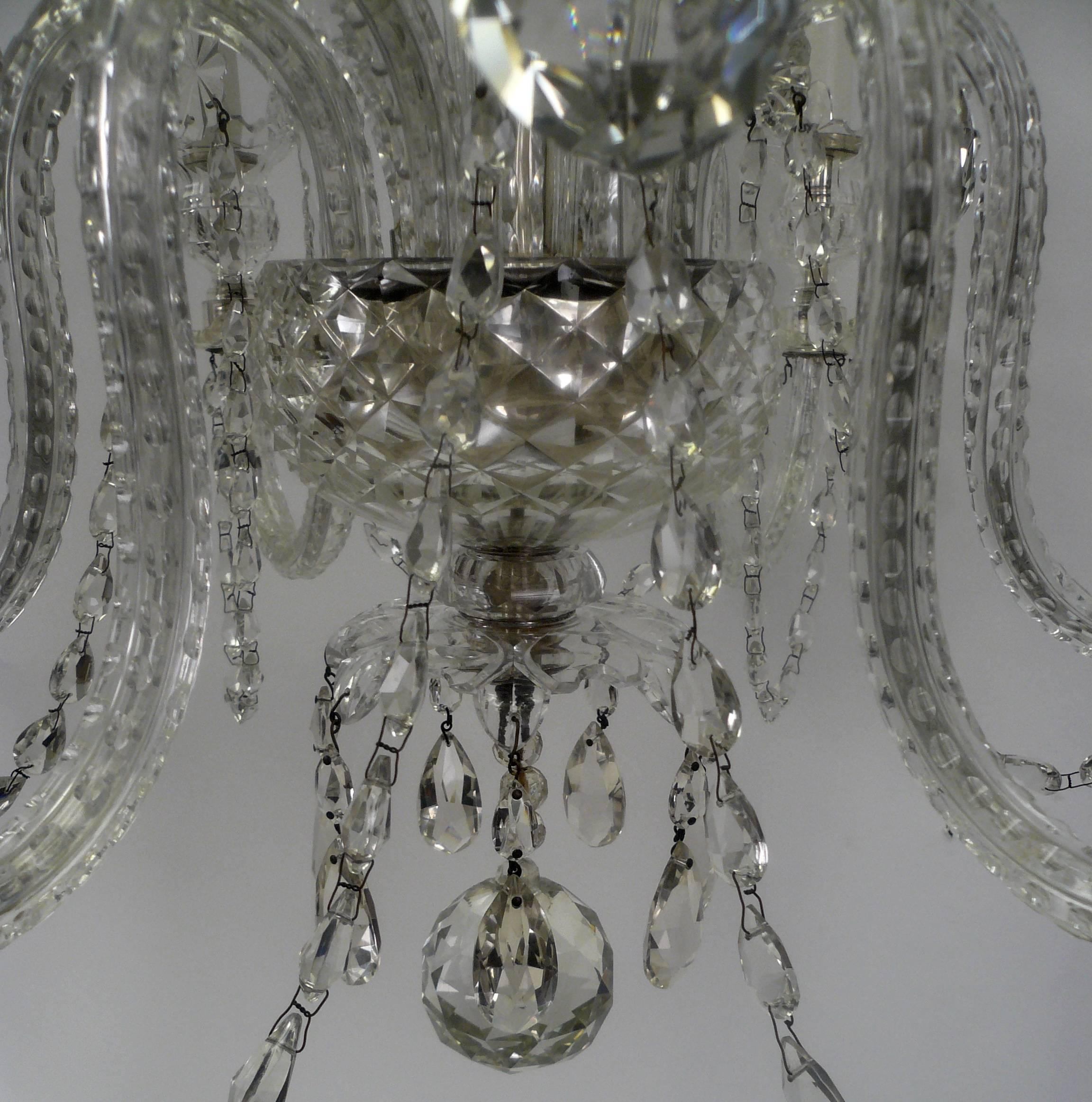 20th Century Georgian Style Six-Light Crystal Chandelier