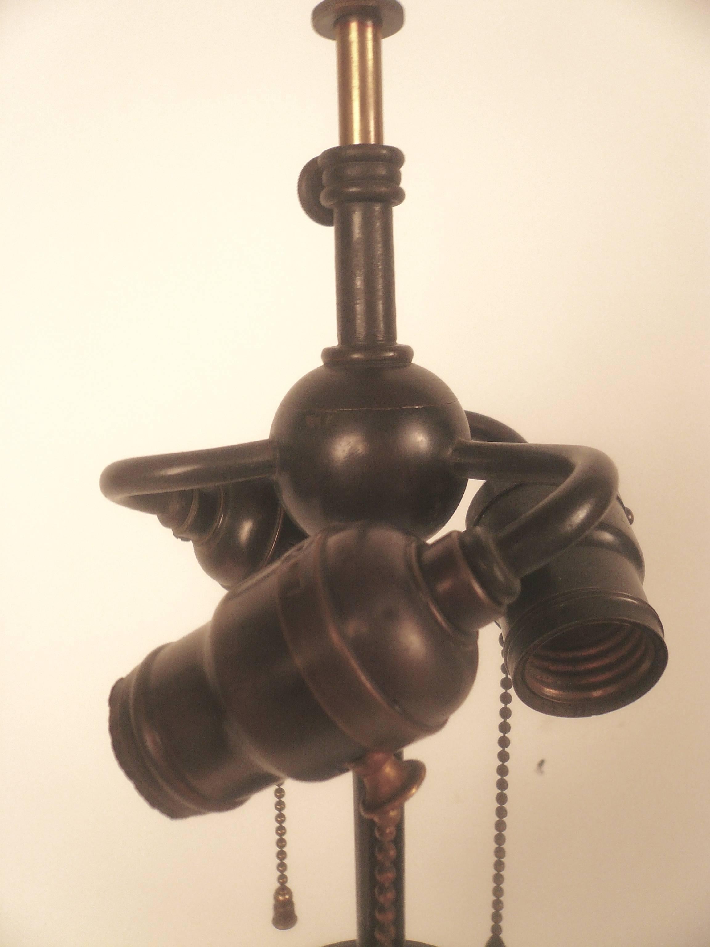 20th Century Large Patinated Bronze Lamp by E. F. Caldwell