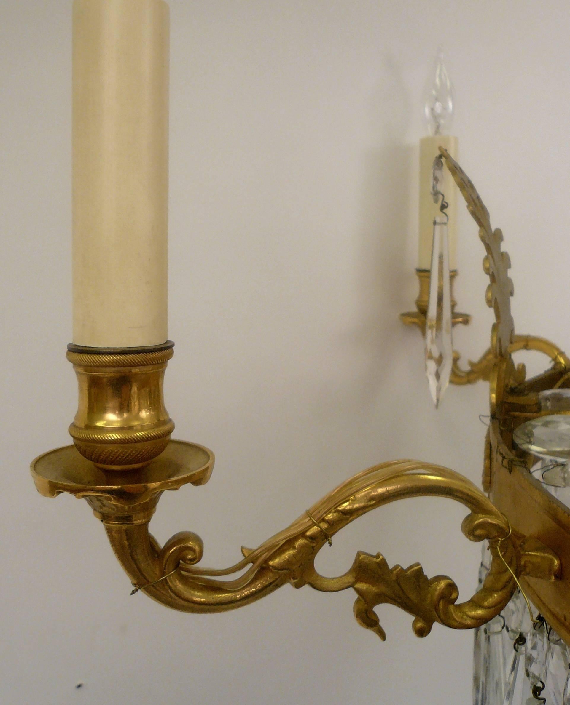 French Gilt Bronze and Crystal Empire Style Chandelier