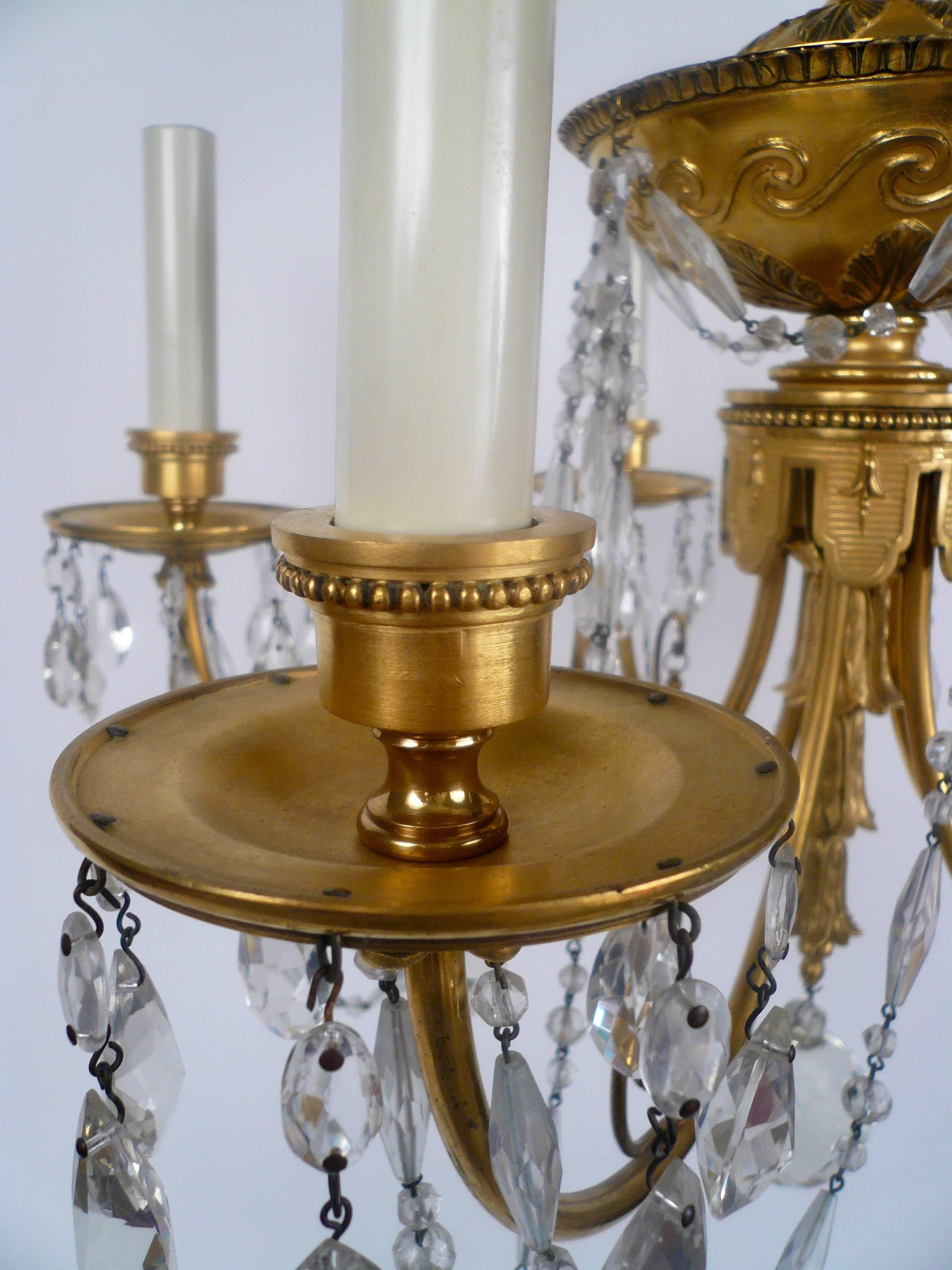 Gilt Bronze and Cut Crystal Chandelier by E. F. Caldwell In Excellent Condition In Pittsburgh, PA