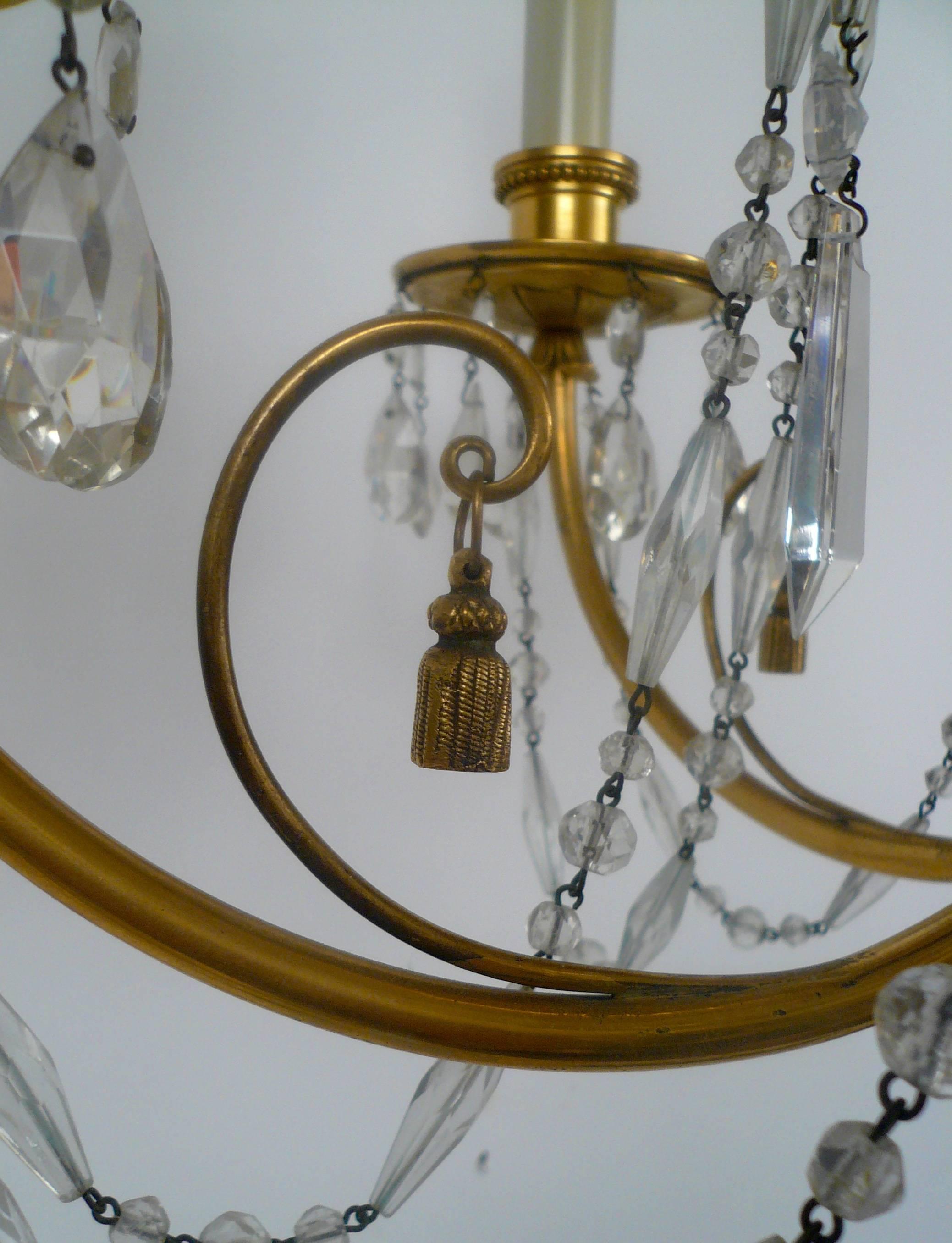 American Gilt Bronze and Cut Crystal Chandelier by E. F. Caldwell