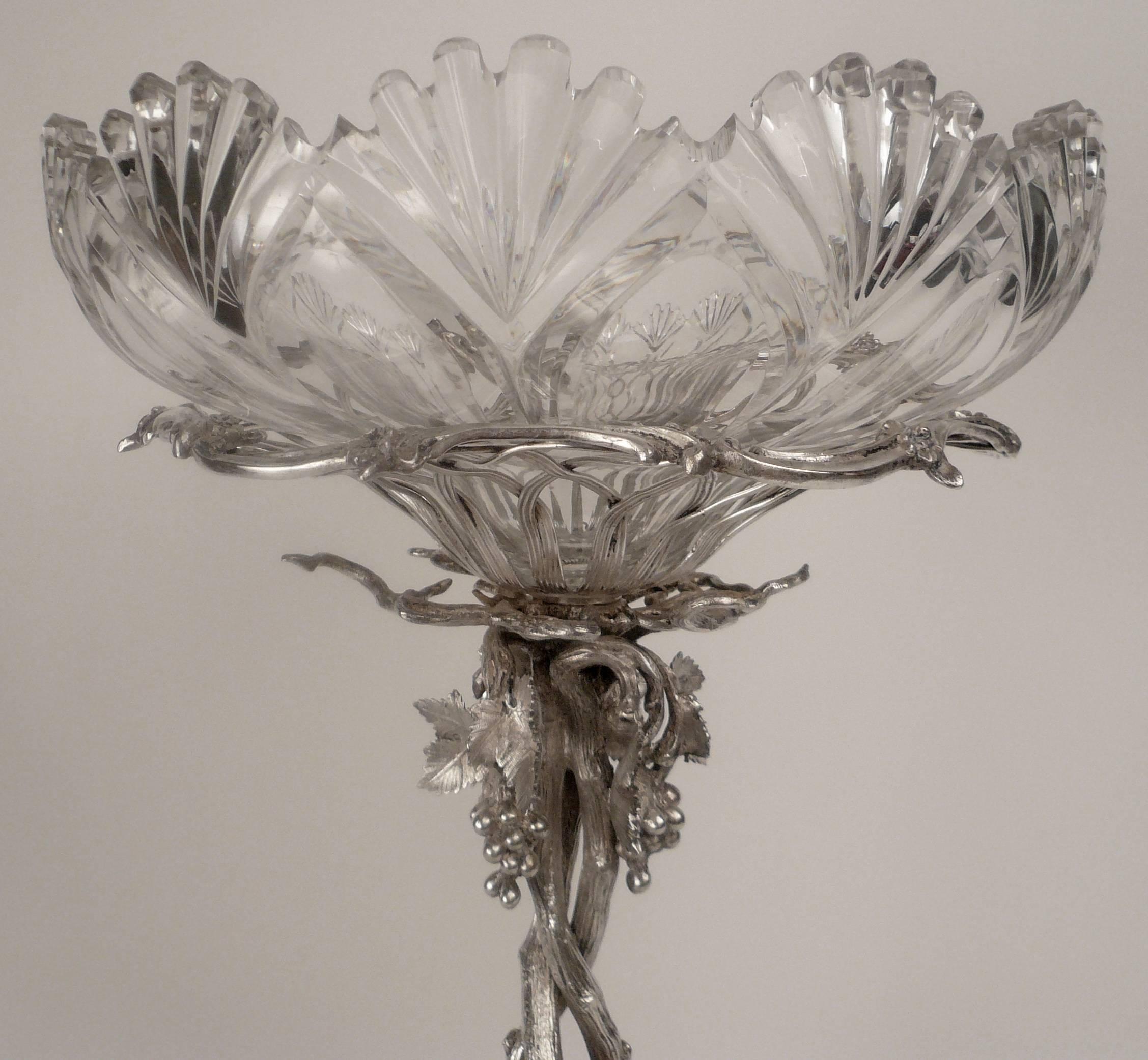 Elkington Silver Plate and Cut Crystal Epergne 1