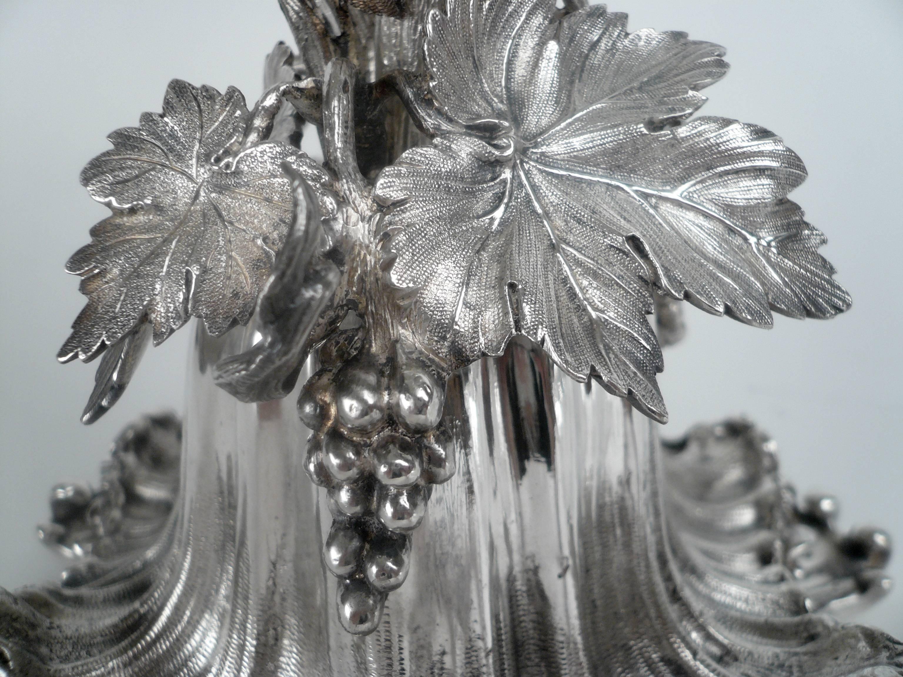 English Elkington Silver Plate and Cut Crystal Epergne