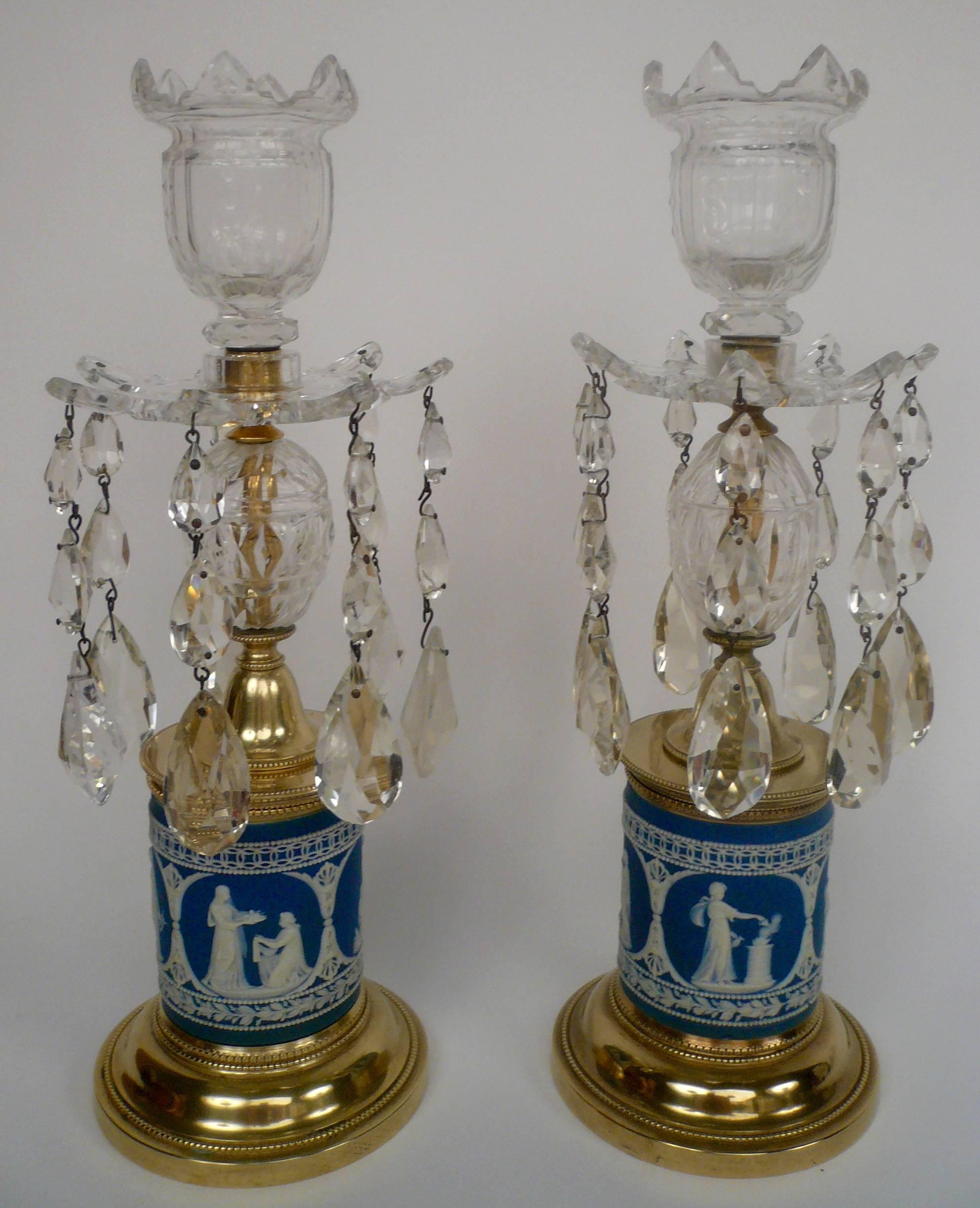 Paire de bougeoirs en jaspe de style George III du XIXe siècle Excellent état - En vente à Pittsburgh, PA