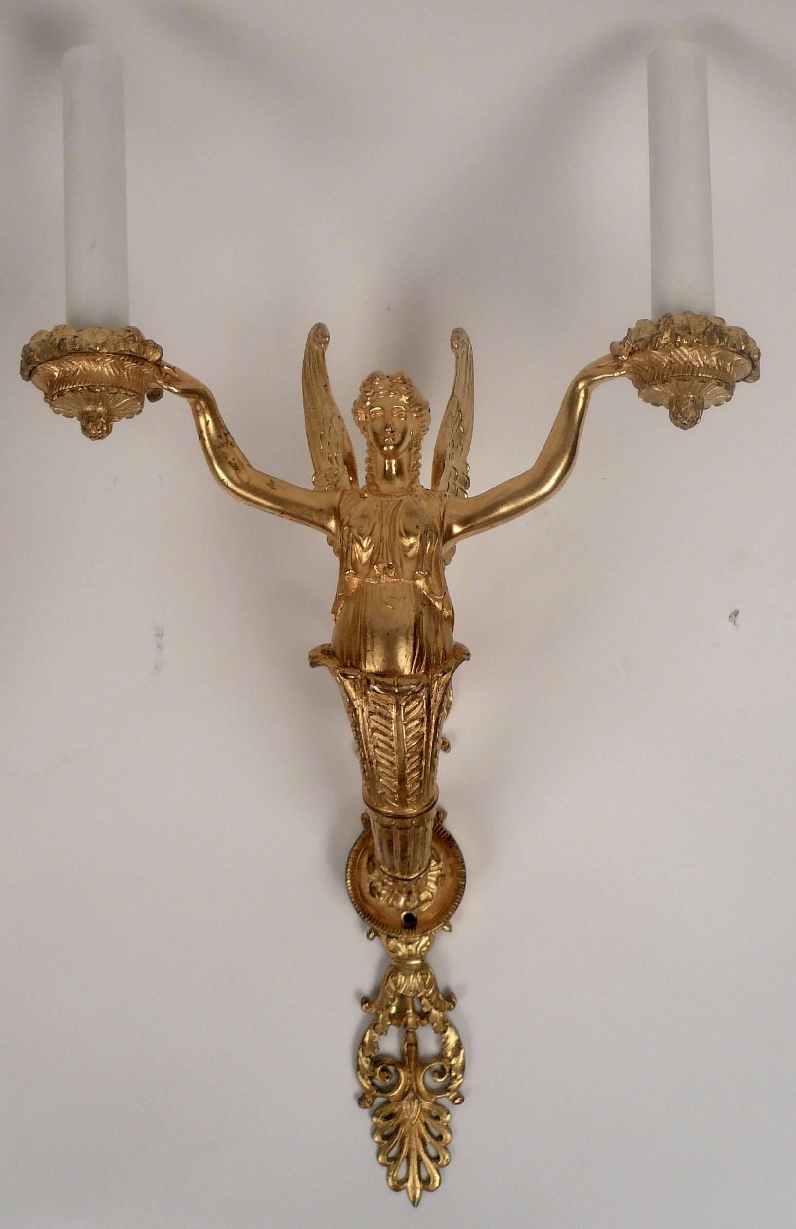 Pair of 19th Century Gilt Bronze Empire Style Sconces 5