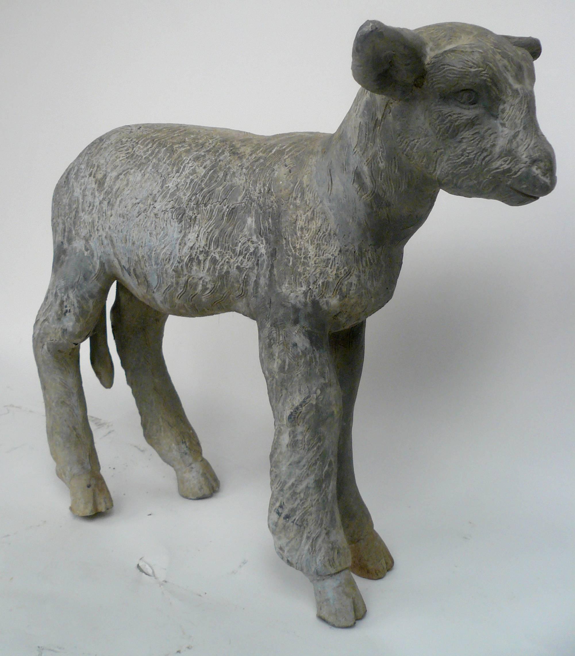 Cast English Lead Garden Figure of a Lamb