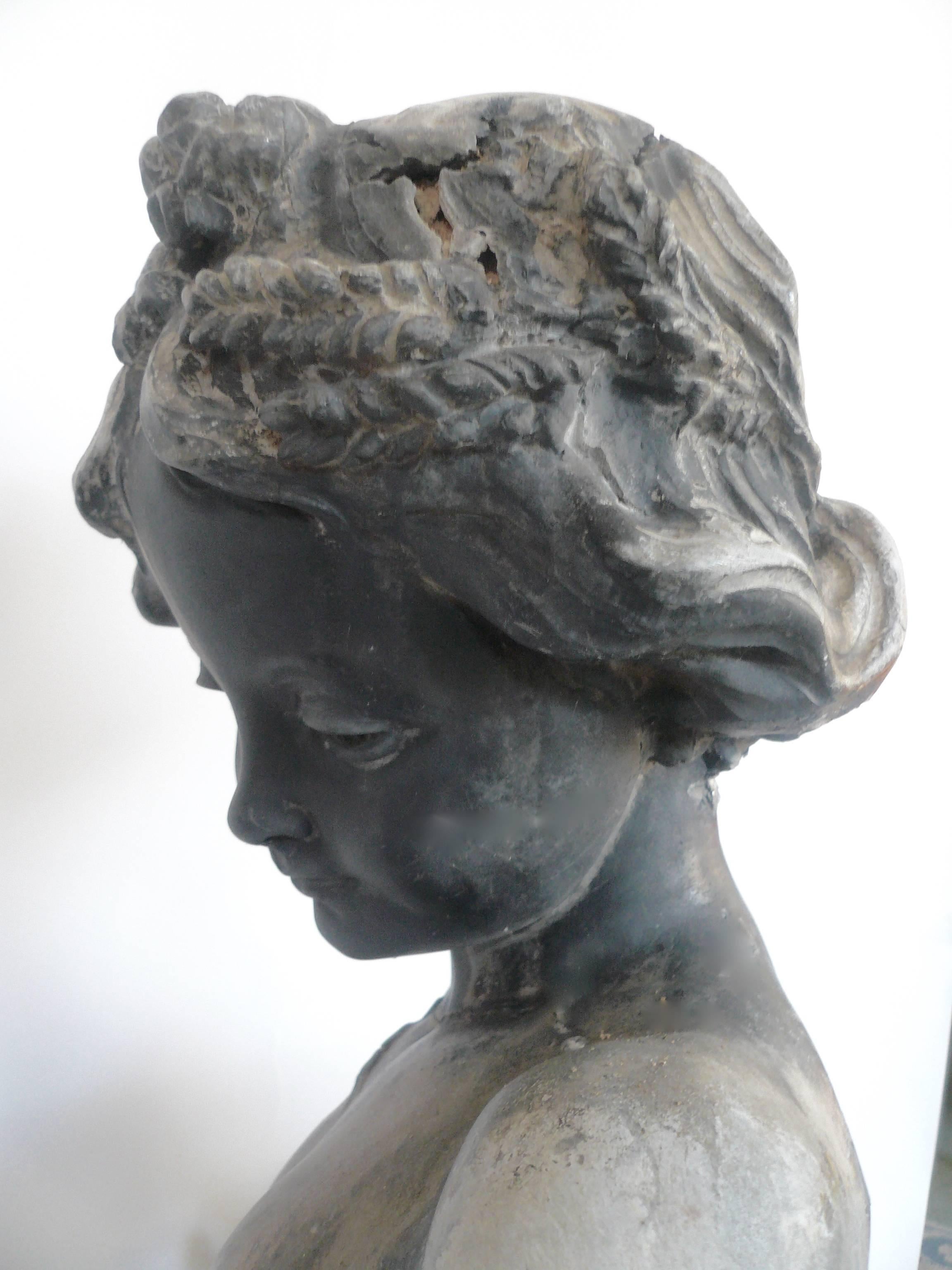 20th Century English Lead Garden Figure of 'Summer, ' circa 1900, Signed Bromsgrove Guild
