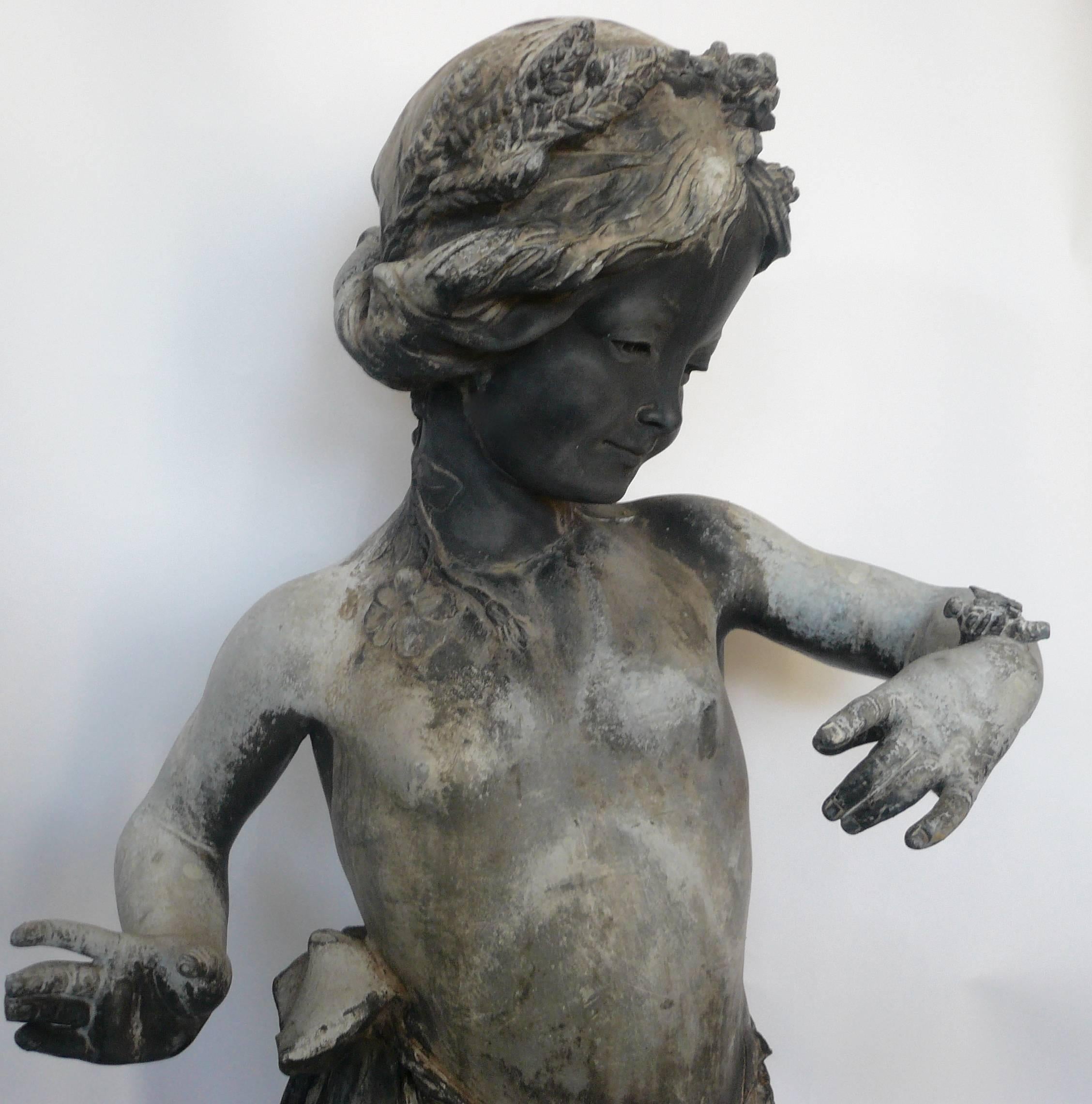 English Lead Garden Figure of 'Summer, ' circa 1900, Signed Bromsgrove Guild 1