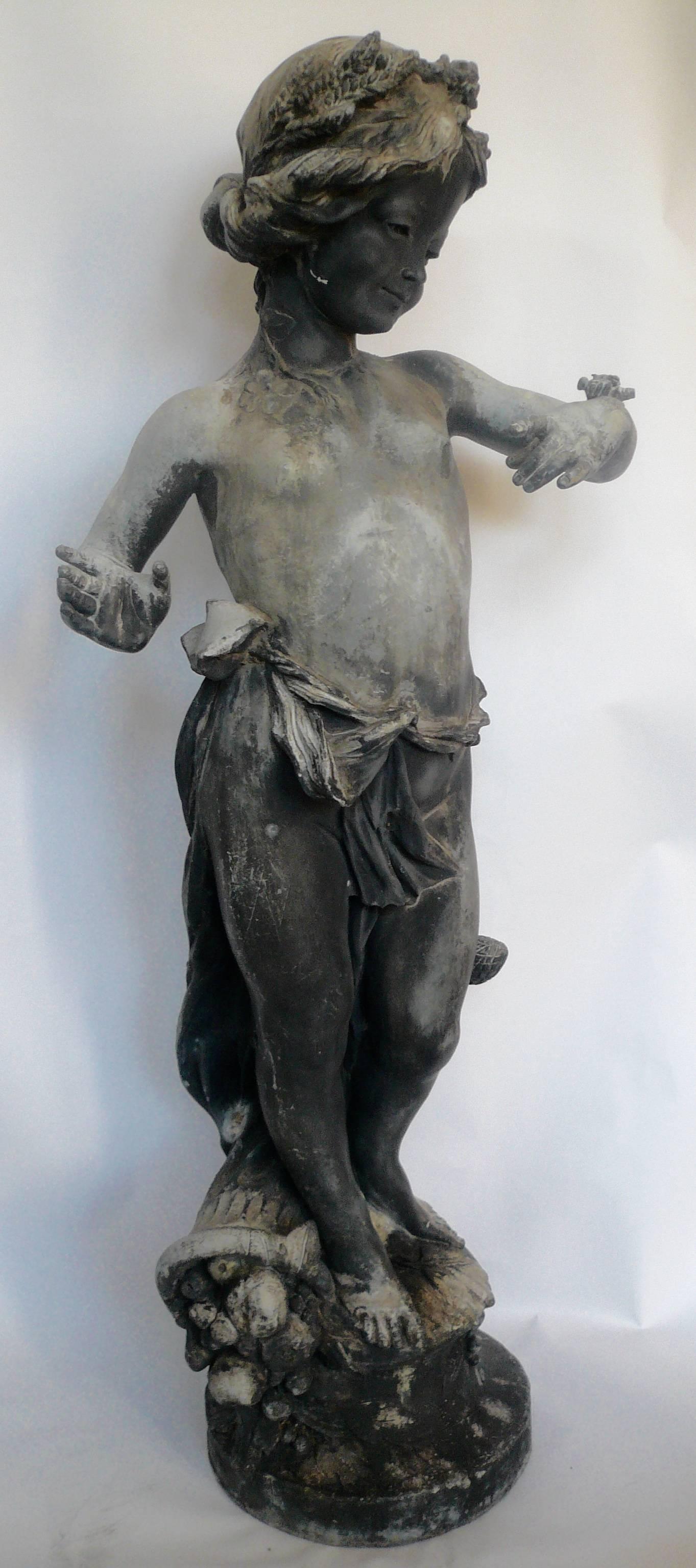 English Lead Garden Figure of 'Summer, ' circa 1900, Signed Bromsgrove Guild 2