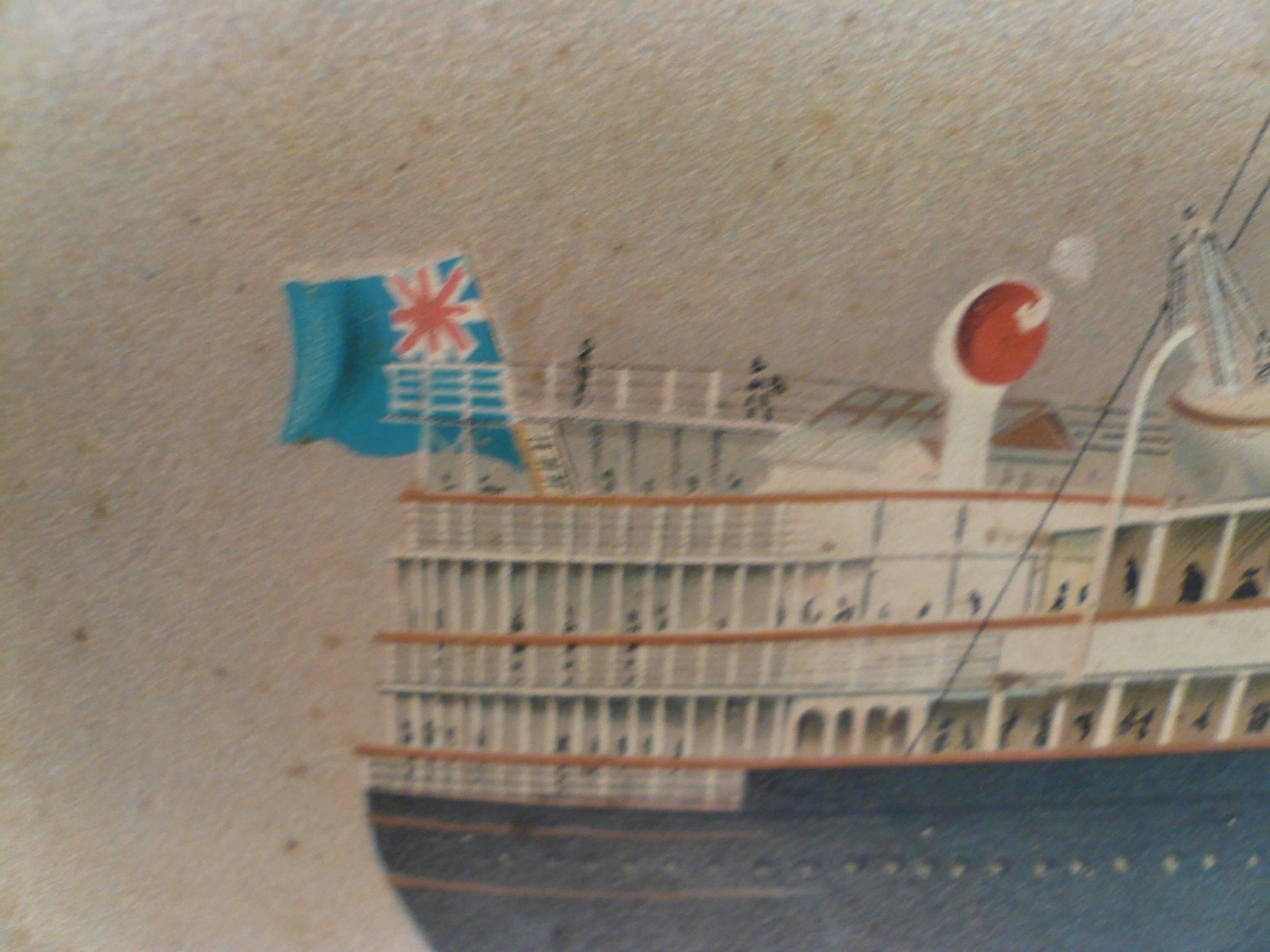 Large Advertising Lithograph on Tin of the Lusitania 3