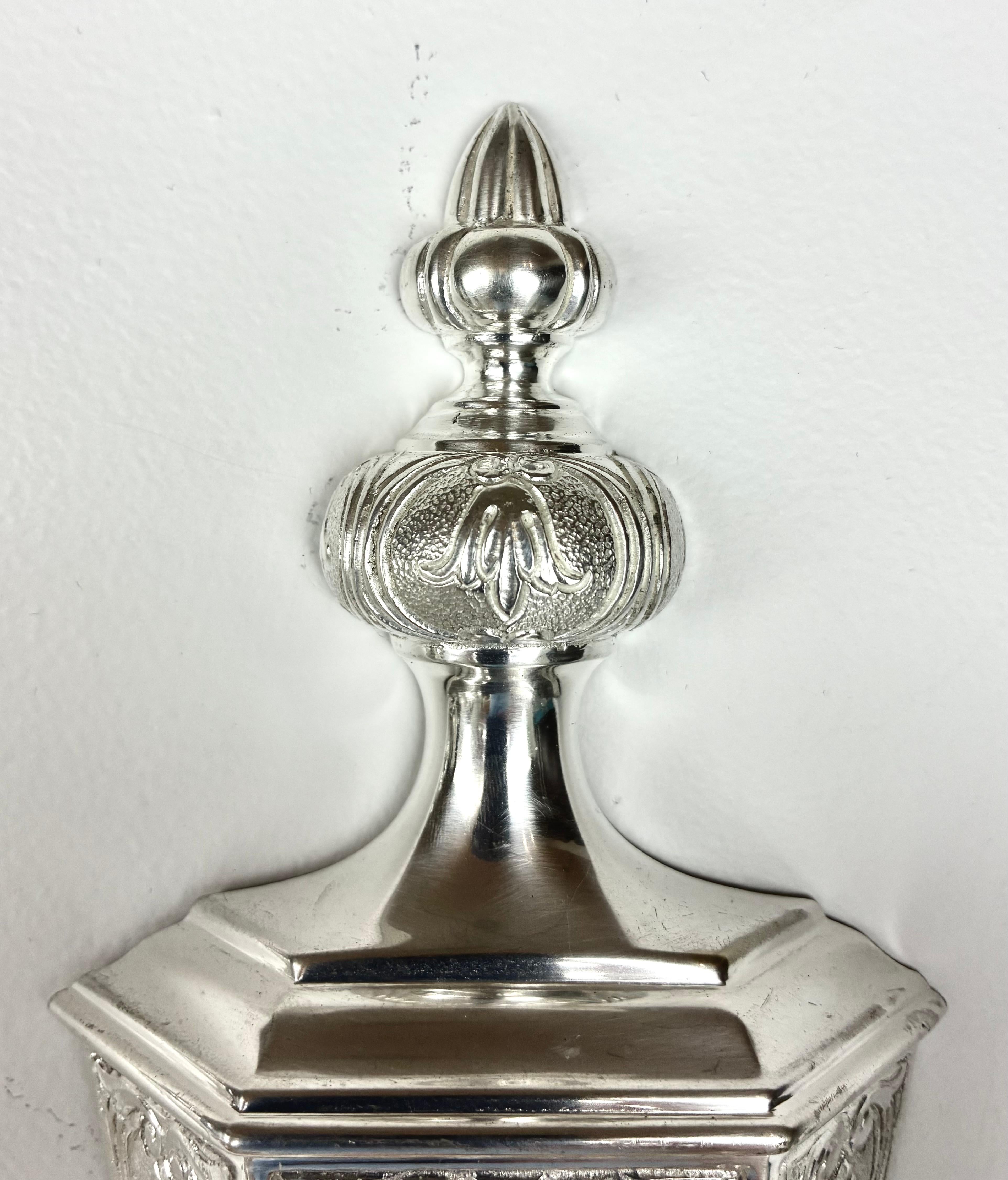 Pair Silvered Bronze Early Georgian Style Sconces For Sale 1