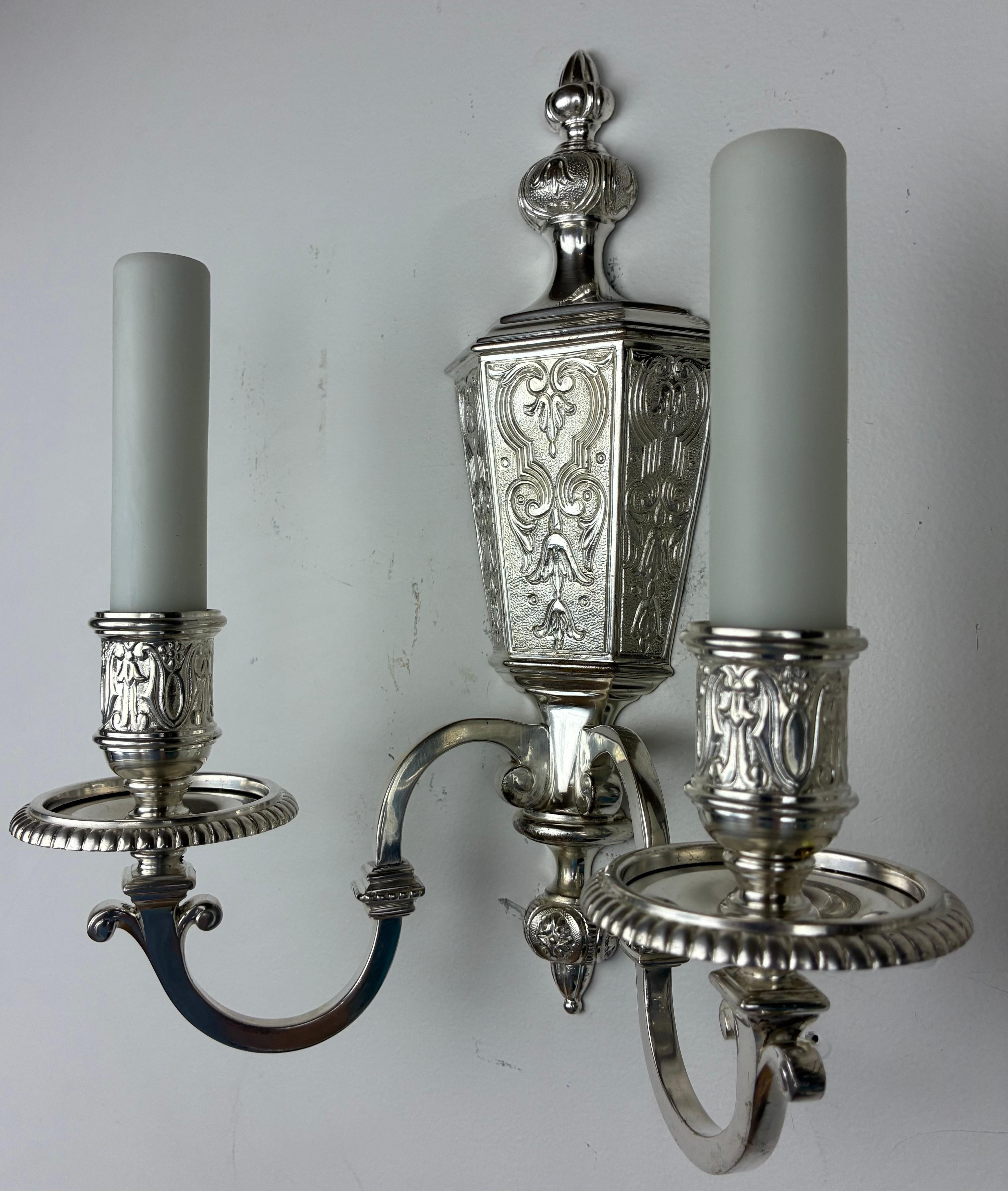 Pair Silvered Bronze Early Georgian Style Sconces For Sale 3