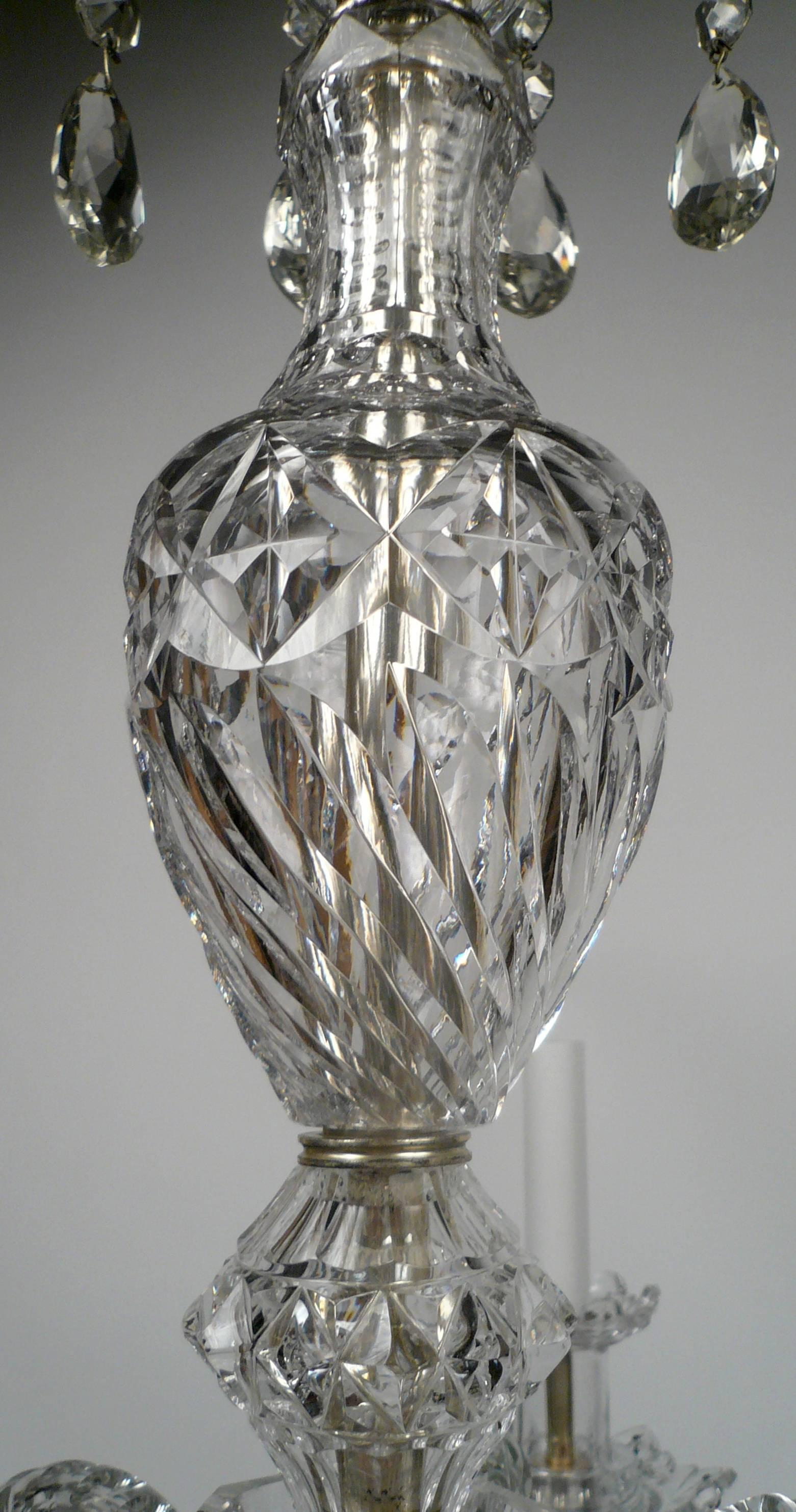20th Century Georgian Style Cut Crystal Six Light Chandelier, by E. F. Caldwell