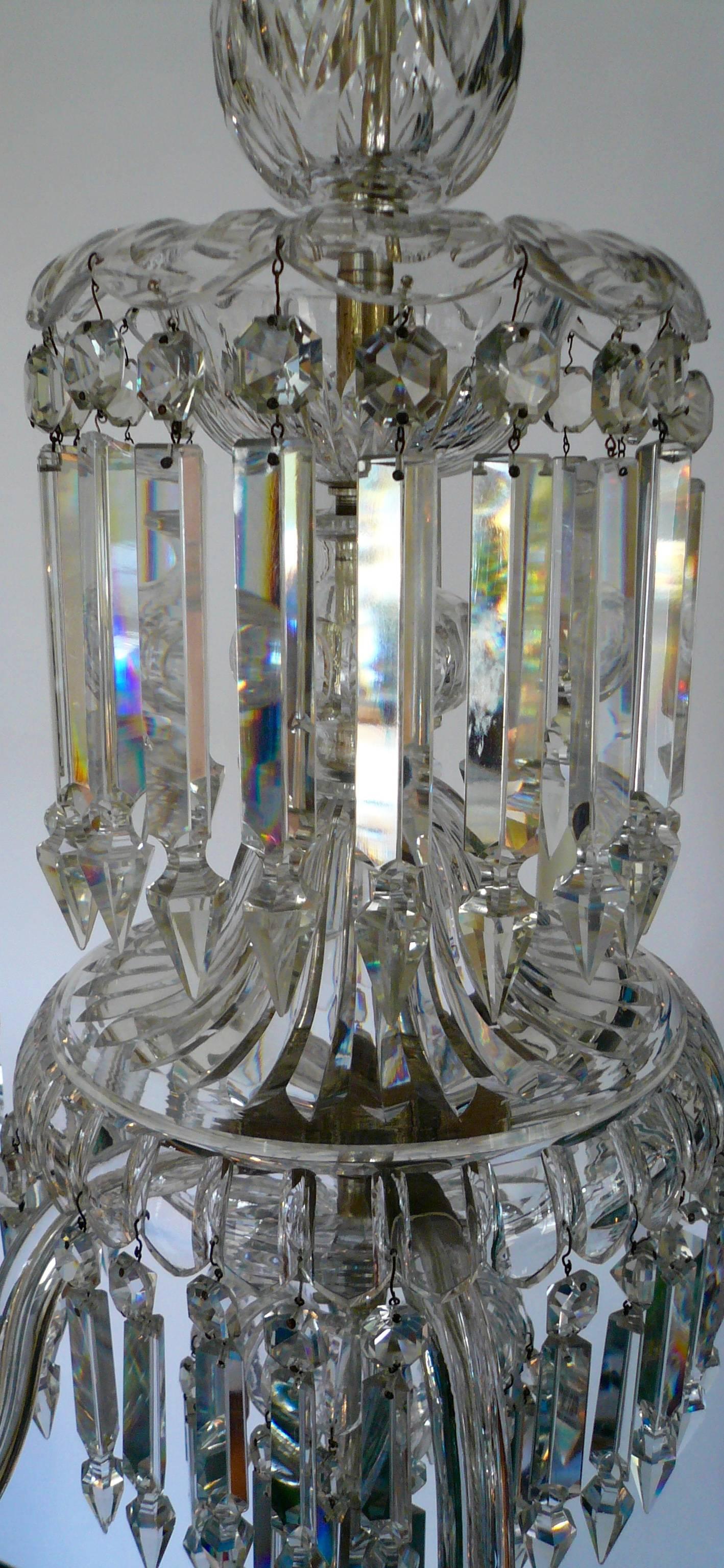 Early Victorian 19th Century English Cut Crystal Chandelier by Renowned Maker F&C Osler