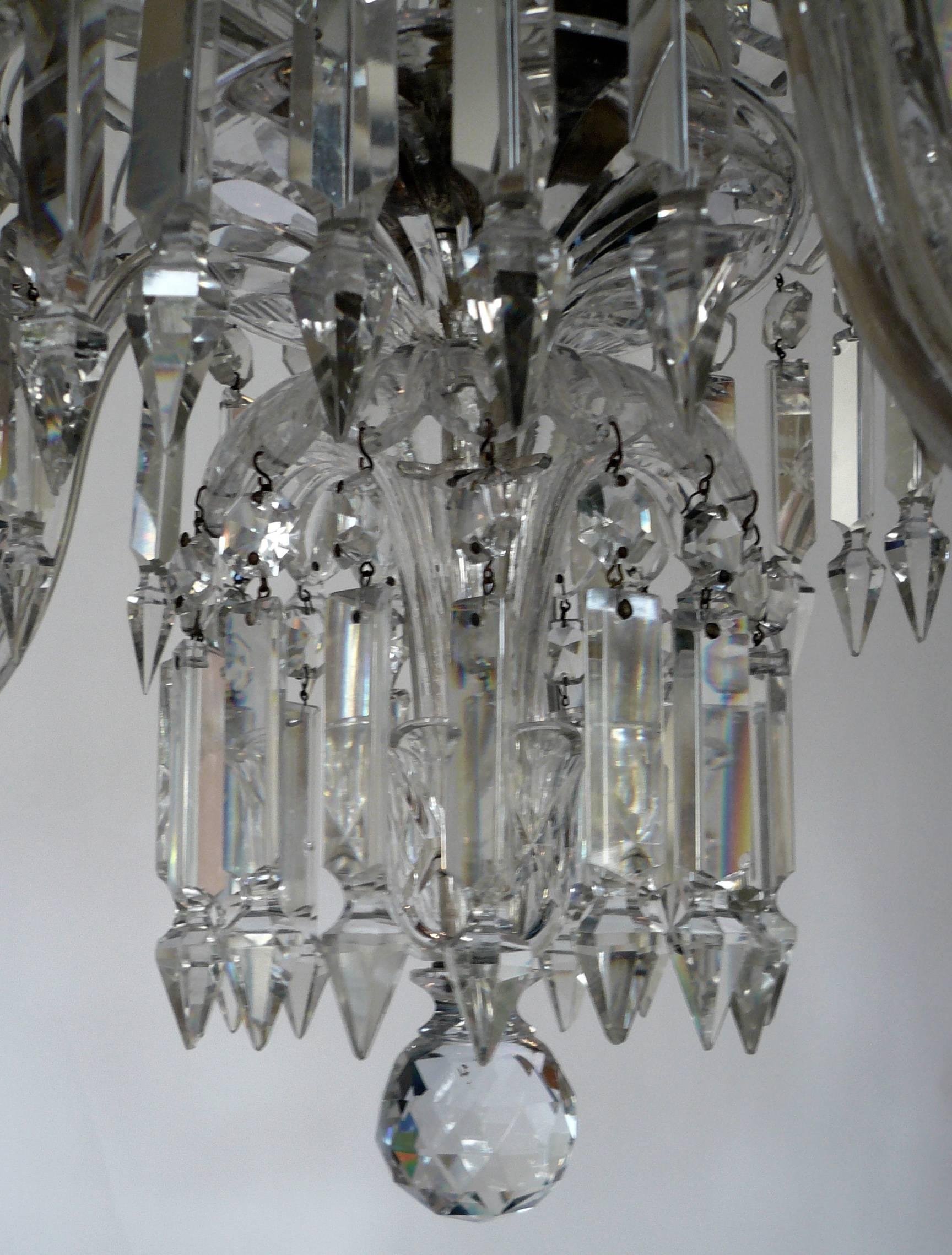 19th Century English Cut Crystal Chandelier by Renowned Maker F&C Osler In Excellent Condition In Pittsburgh, PA