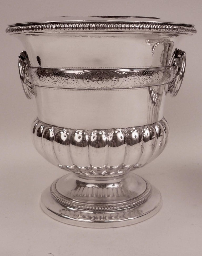 Pair of English III Old Sheffield Plated Wine Coolers, circa