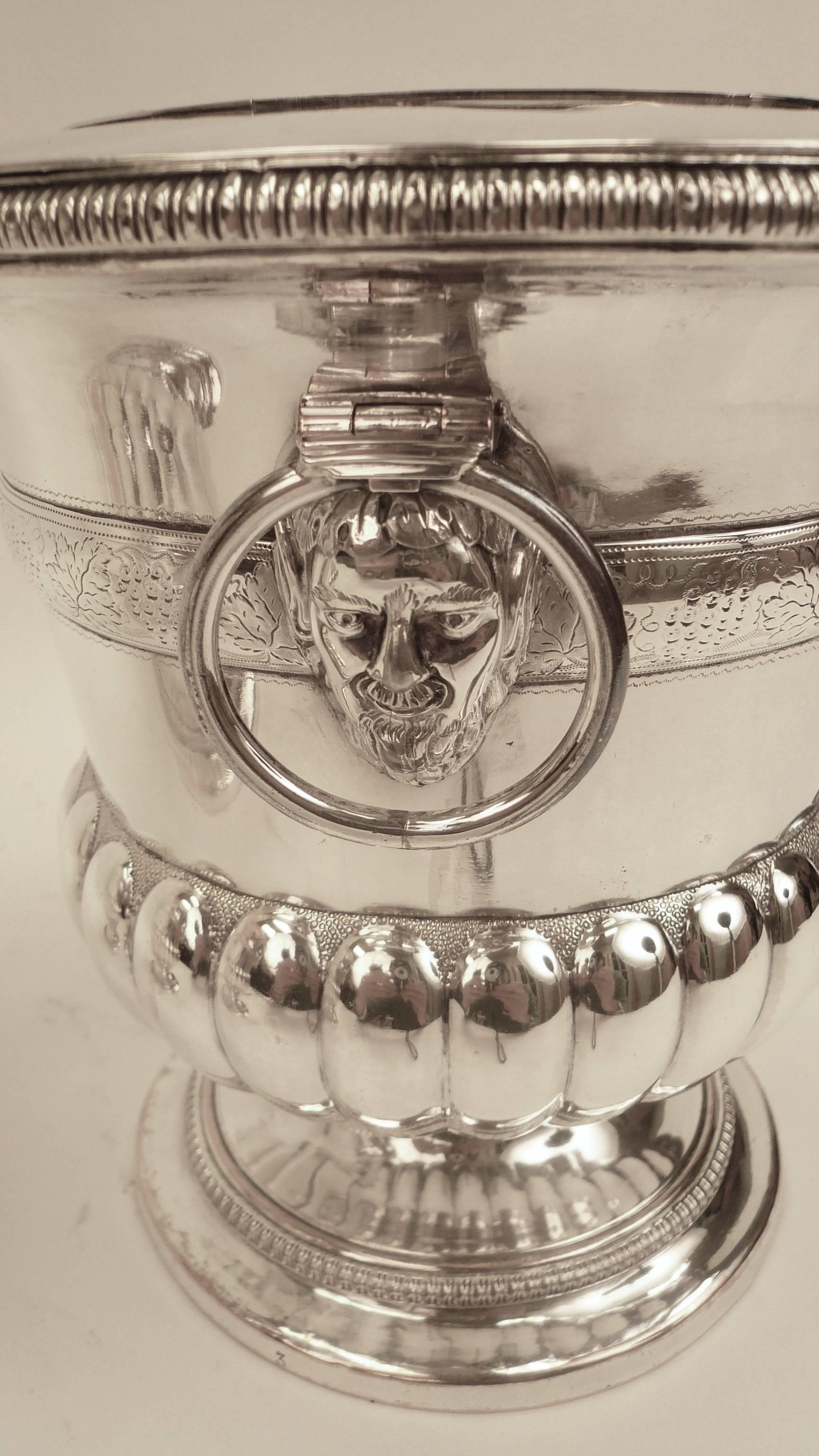 Silver Plate Pair of English George III Old Sheffield Plated Wine Coolers, circa 1790 For Sale
