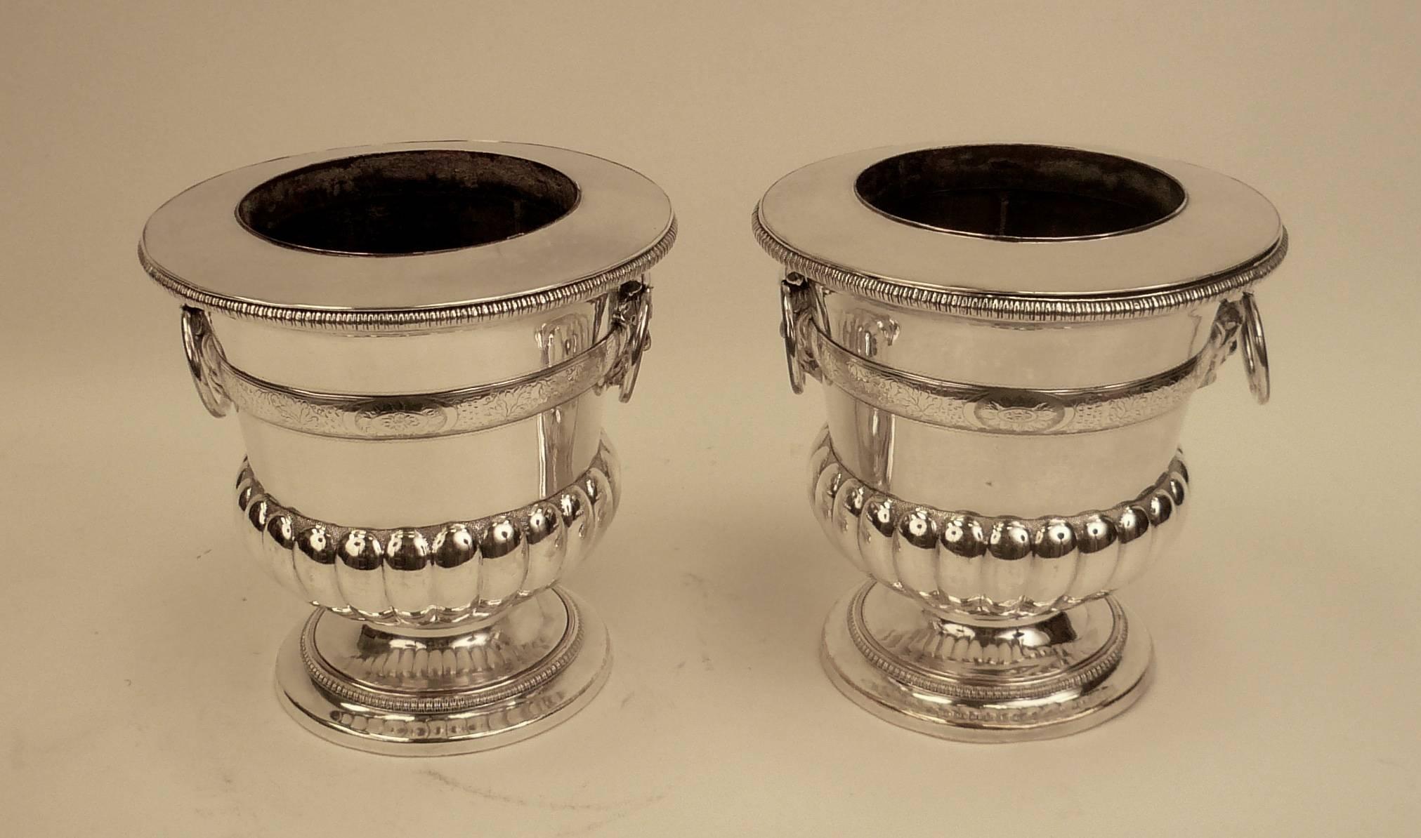 Pair of English George III Old Sheffield Plated Wine Coolers, circa 1790 For Sale 2
