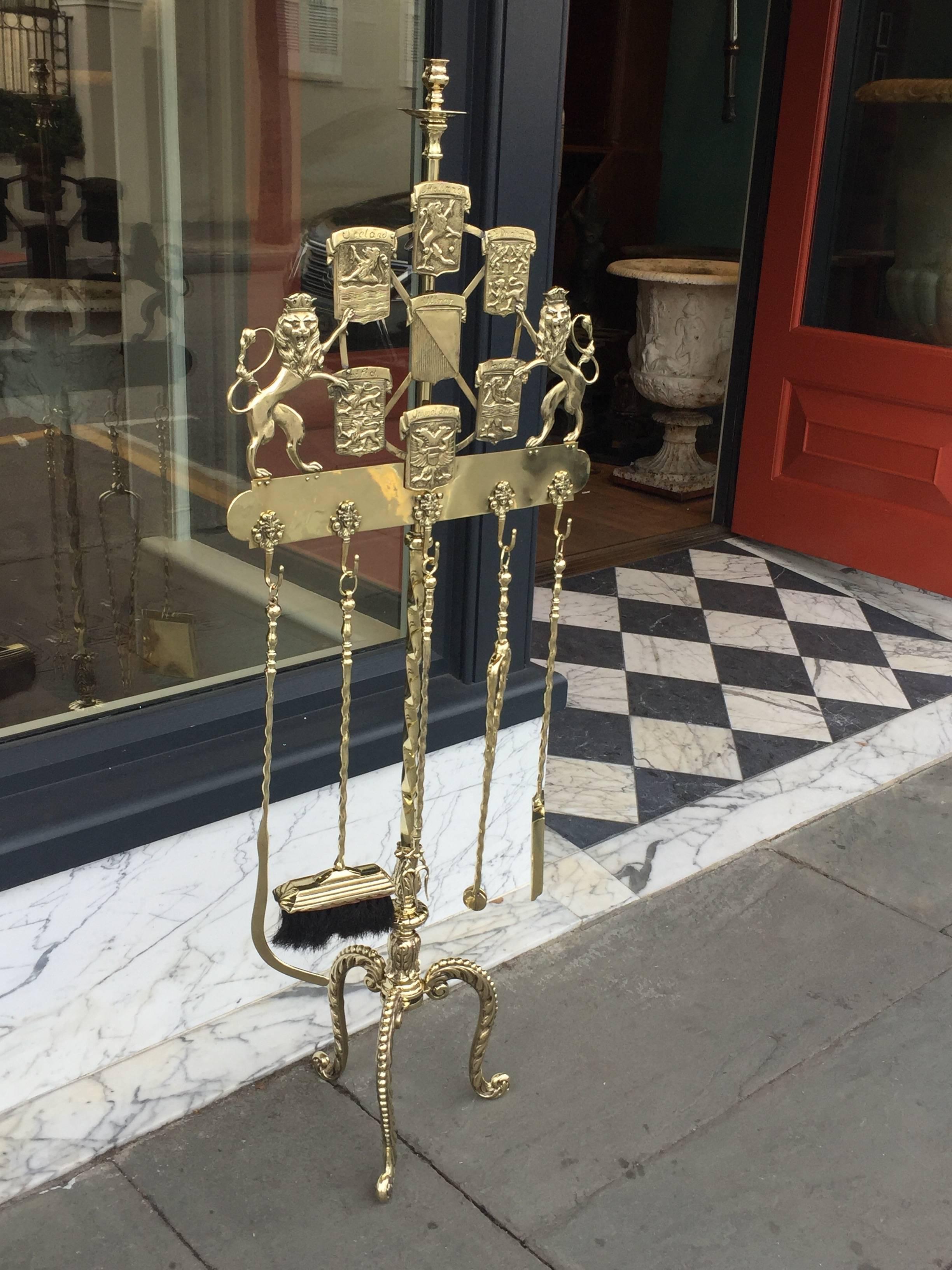 Set of Late 19th Century Fire Tools with Ornate Stand In Excellent Condition In Charleston, SC