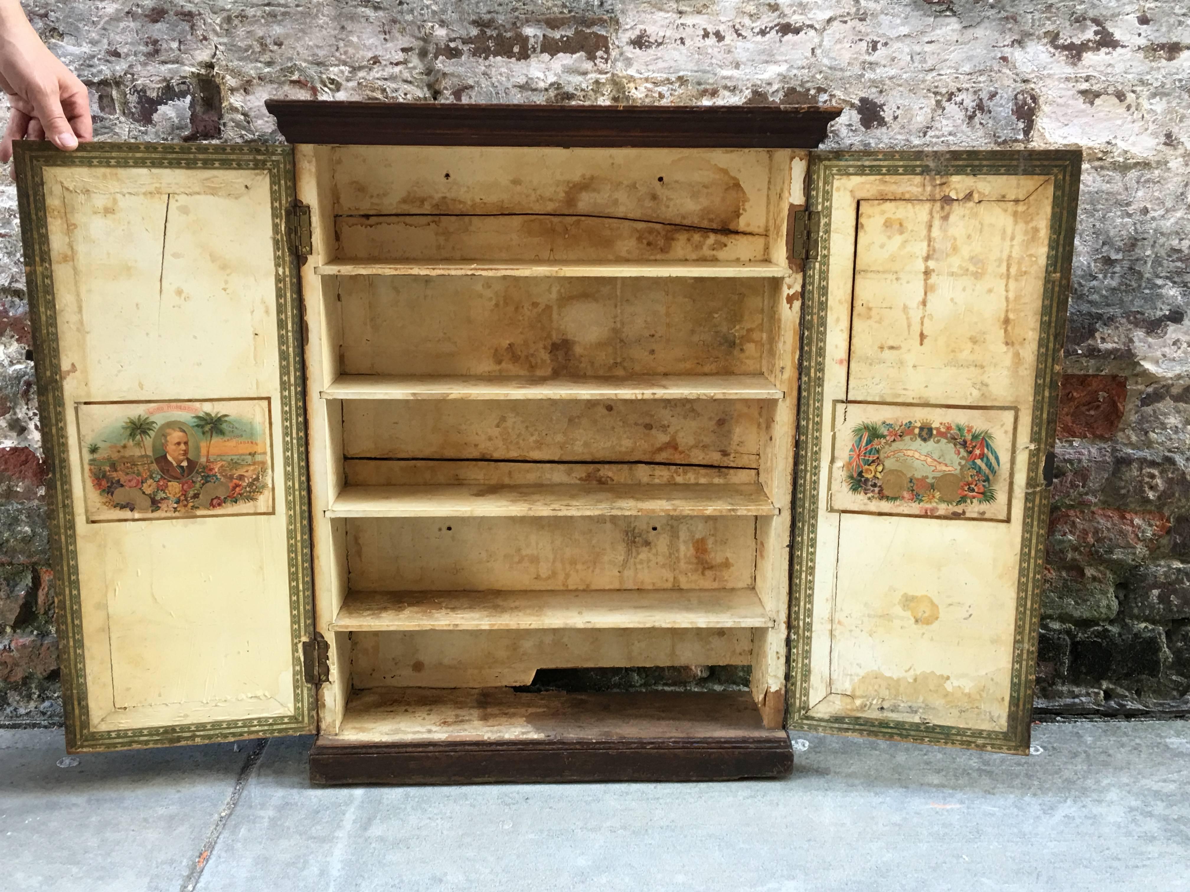 Cuban Wall Cabinet with Decorative Cigar Labels Applied 2