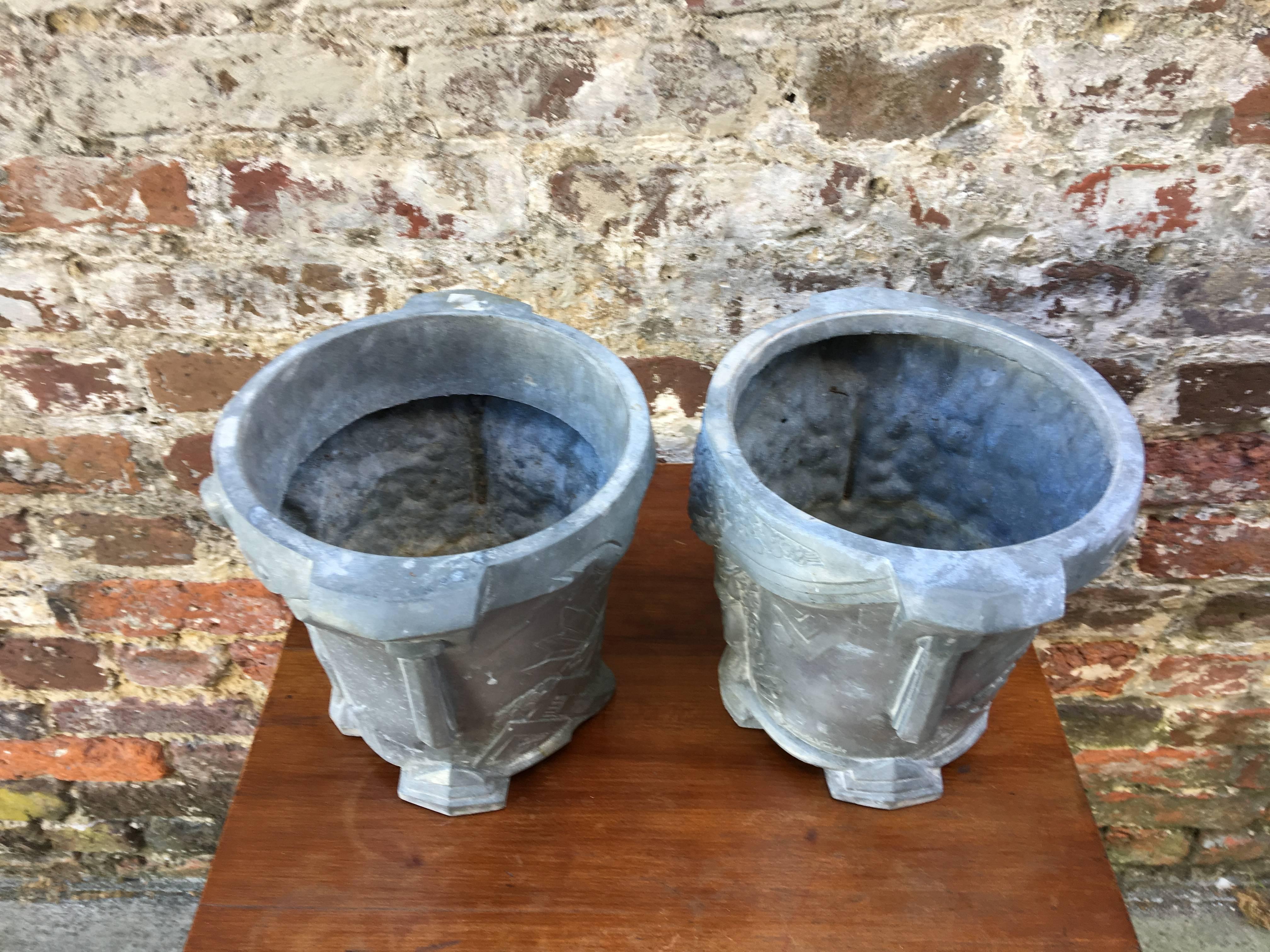 Mid-20th Century Pair of French Zinc Planters, circa 1930