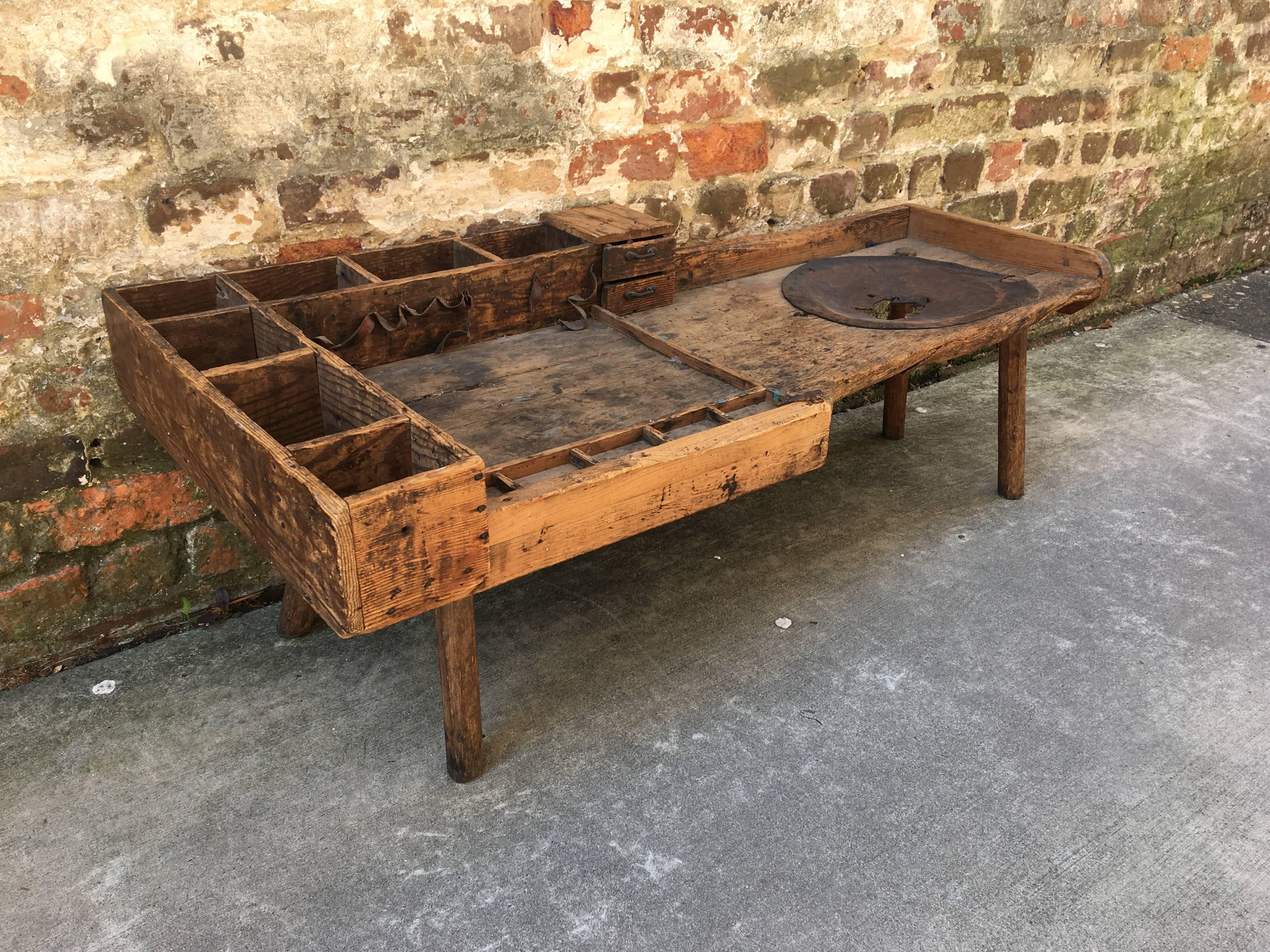 Pine cobblers bench. Great for a coffee table.