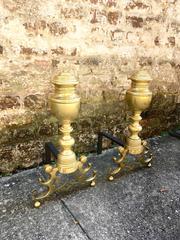 American Urn Top Andirons with Ornate Base