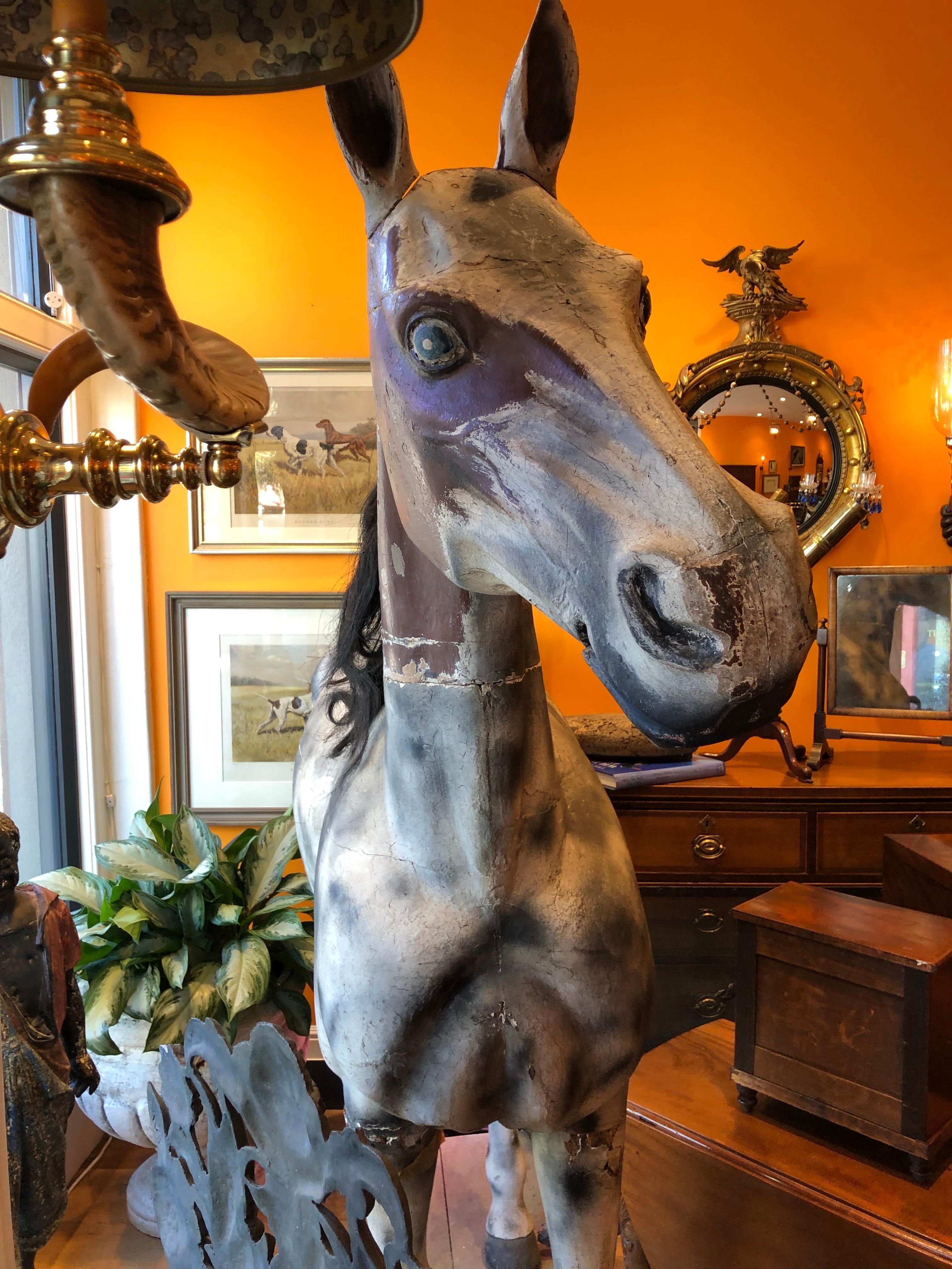Full Size Wood Carved Horse, circa 1880 7