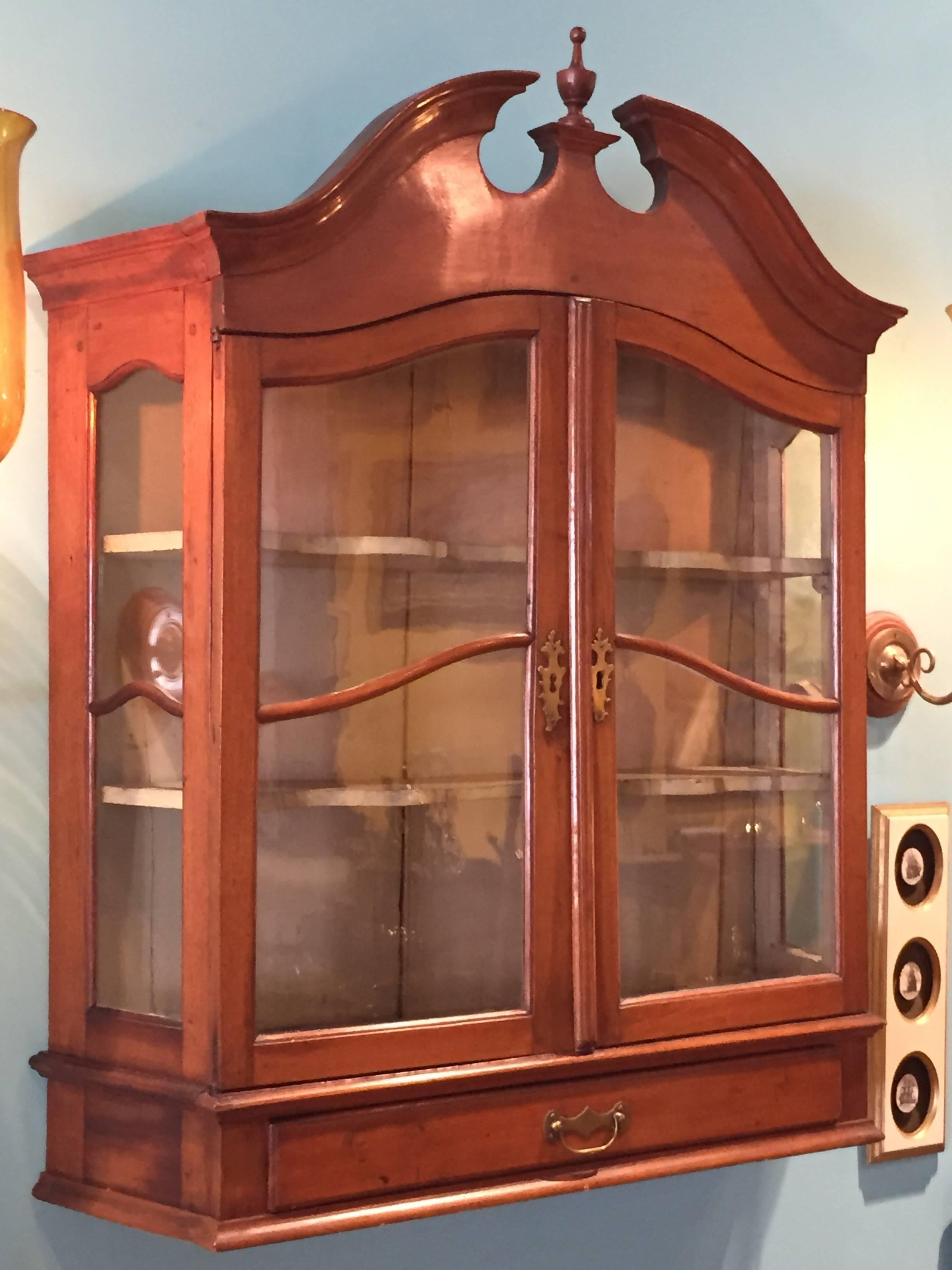 19th Century French Cherry Wall-Mount Cupboard, circa 1800 For Sale