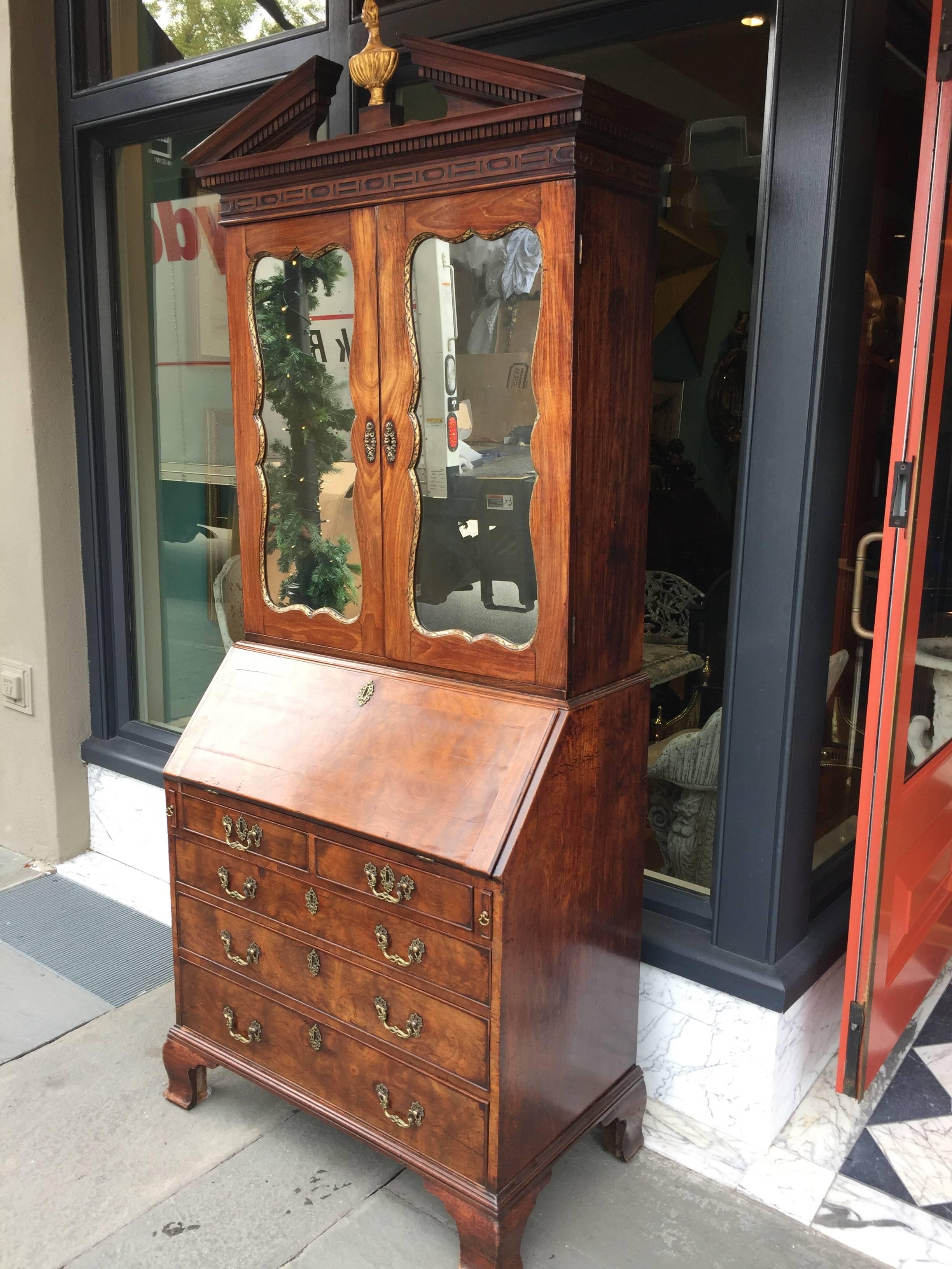 English Walnut Blind Door Secretary with Fitted Upper Case, circa 1780 1