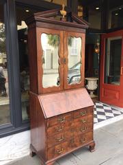 English Walnut Blind Door Secretary with Fitted Upper Case, circa 1780