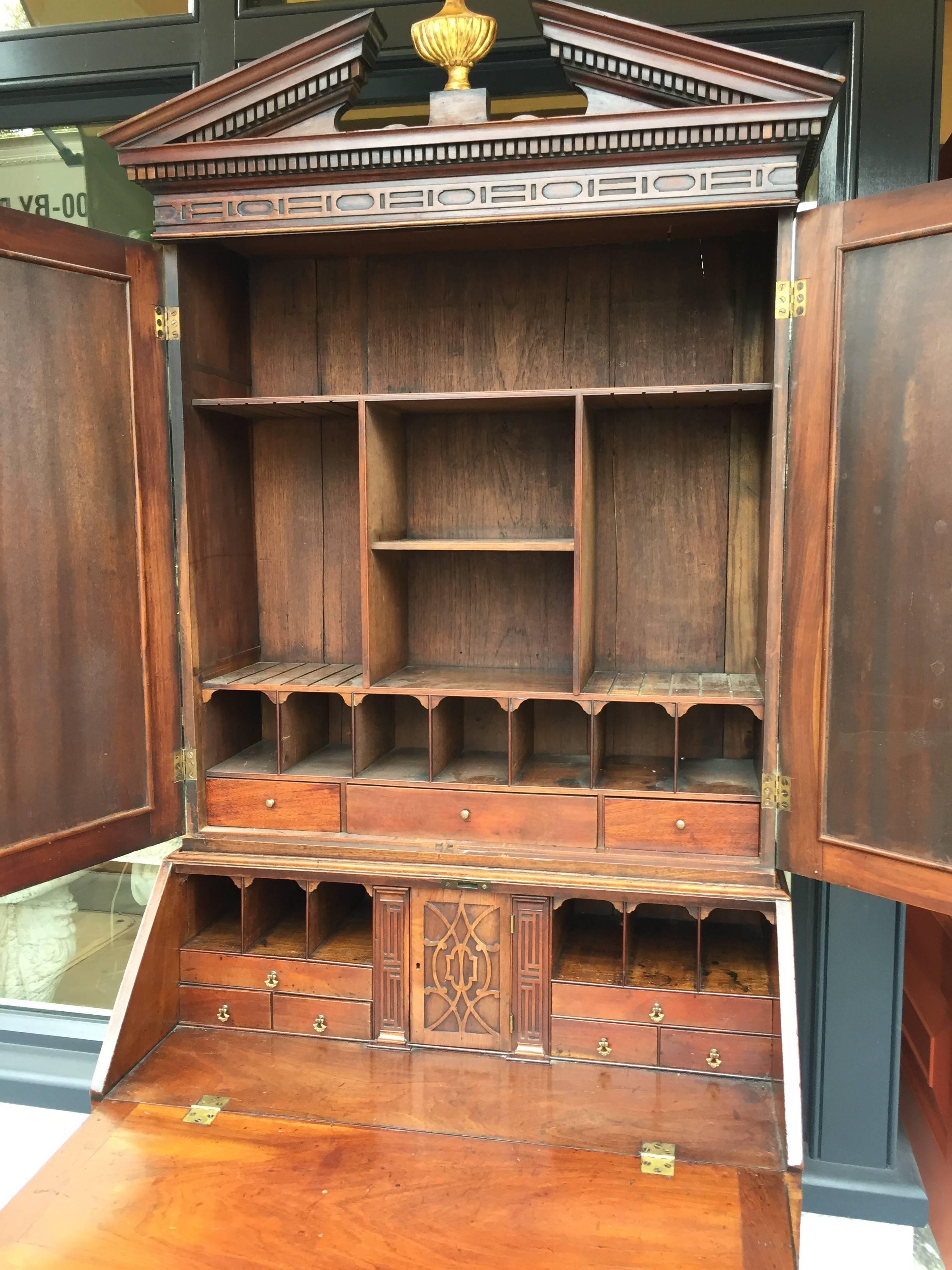 Late 18th Century English Walnut Blind Door Secretary with Fitted Upper Case, circa 1780