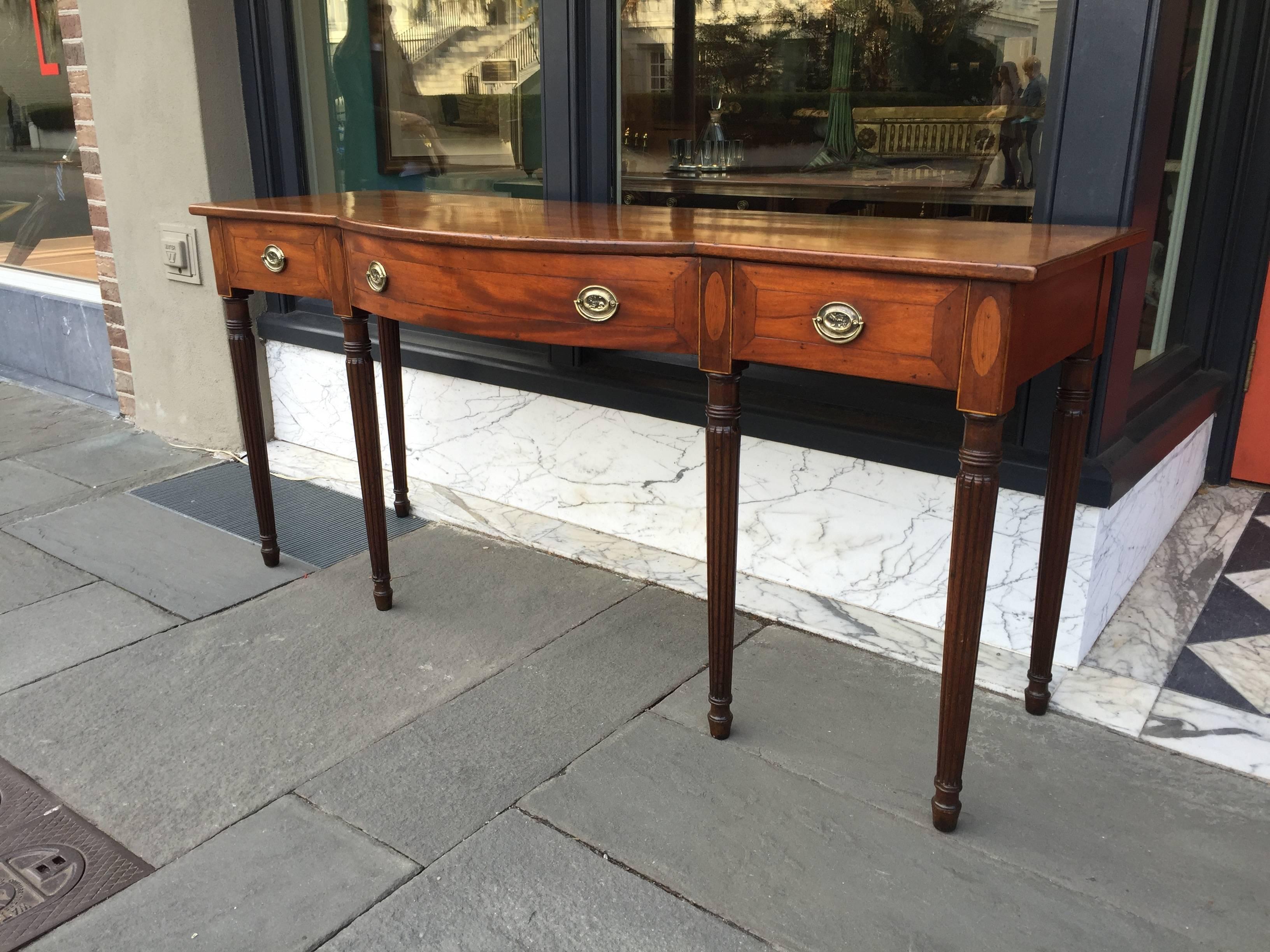 English mahogany inlaid server or hall table c.1820 3