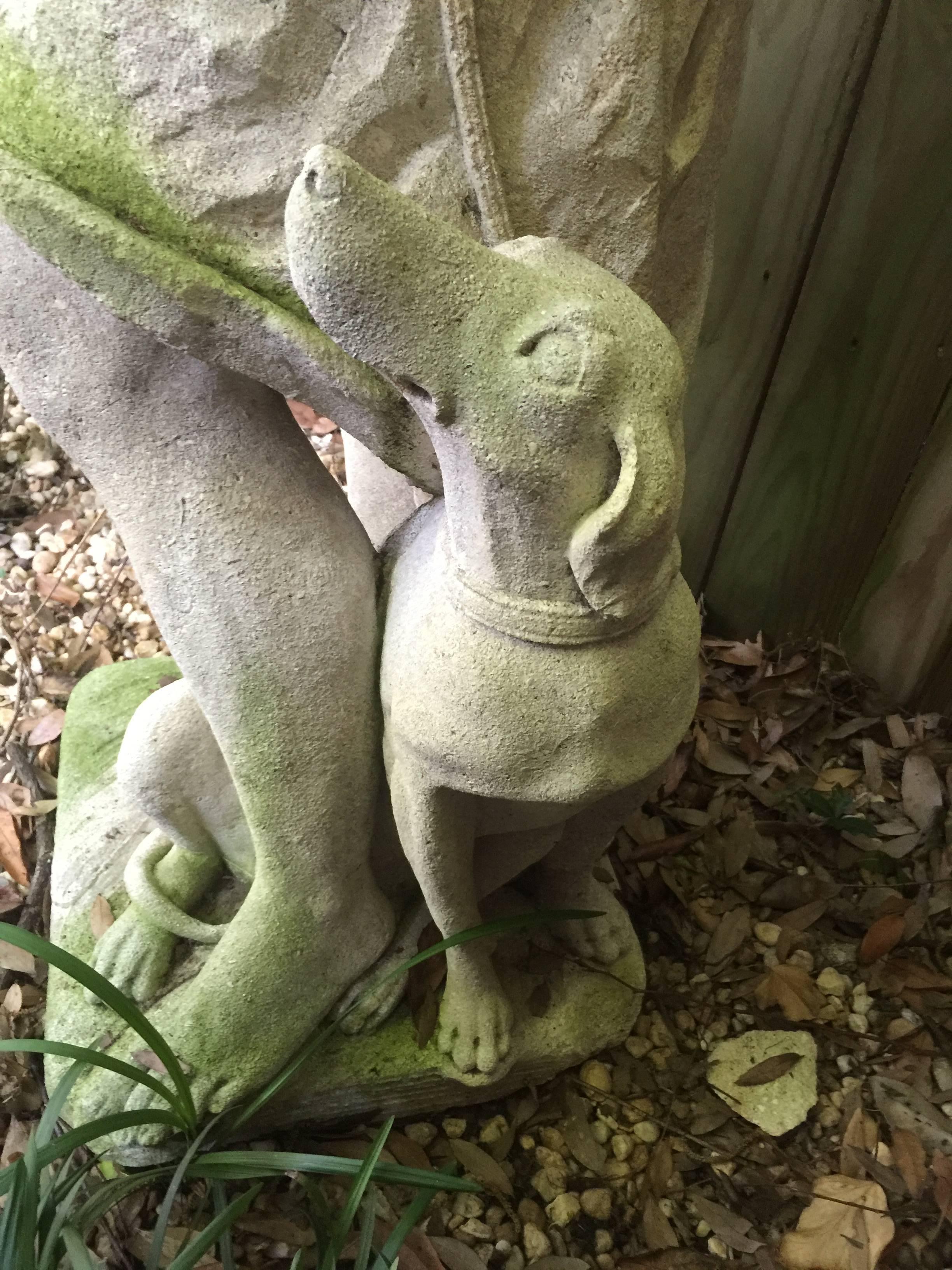 Antique Carved Limestone Statue of a Hunter and His Dog In Good Condition In Charleston, SC