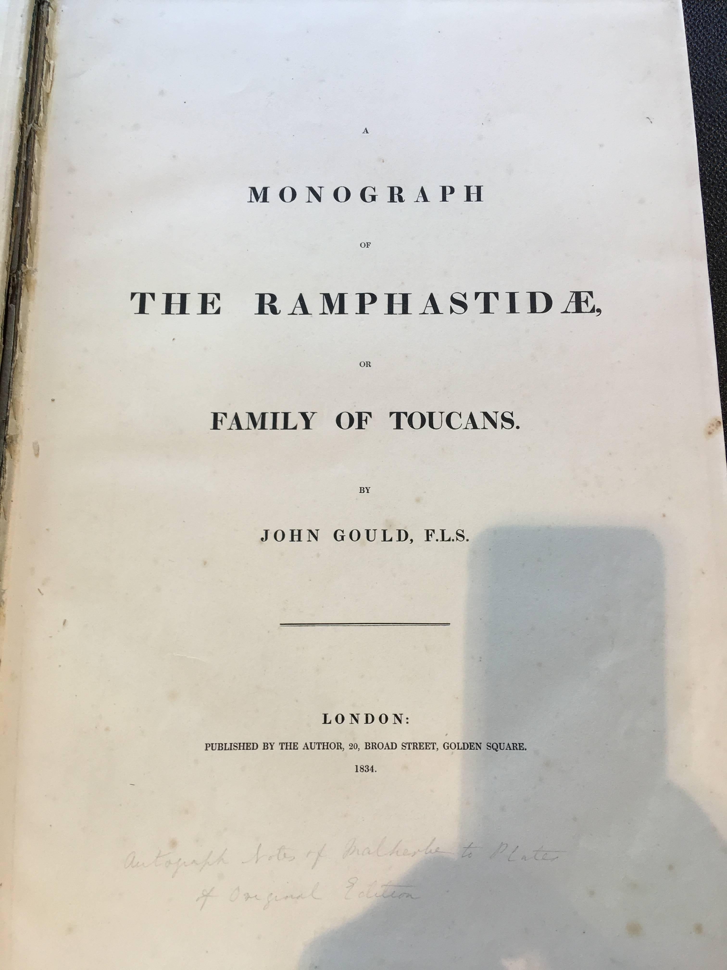 Gould Monograph of the Ramphastide 1st edition book in Modern Display Case 4