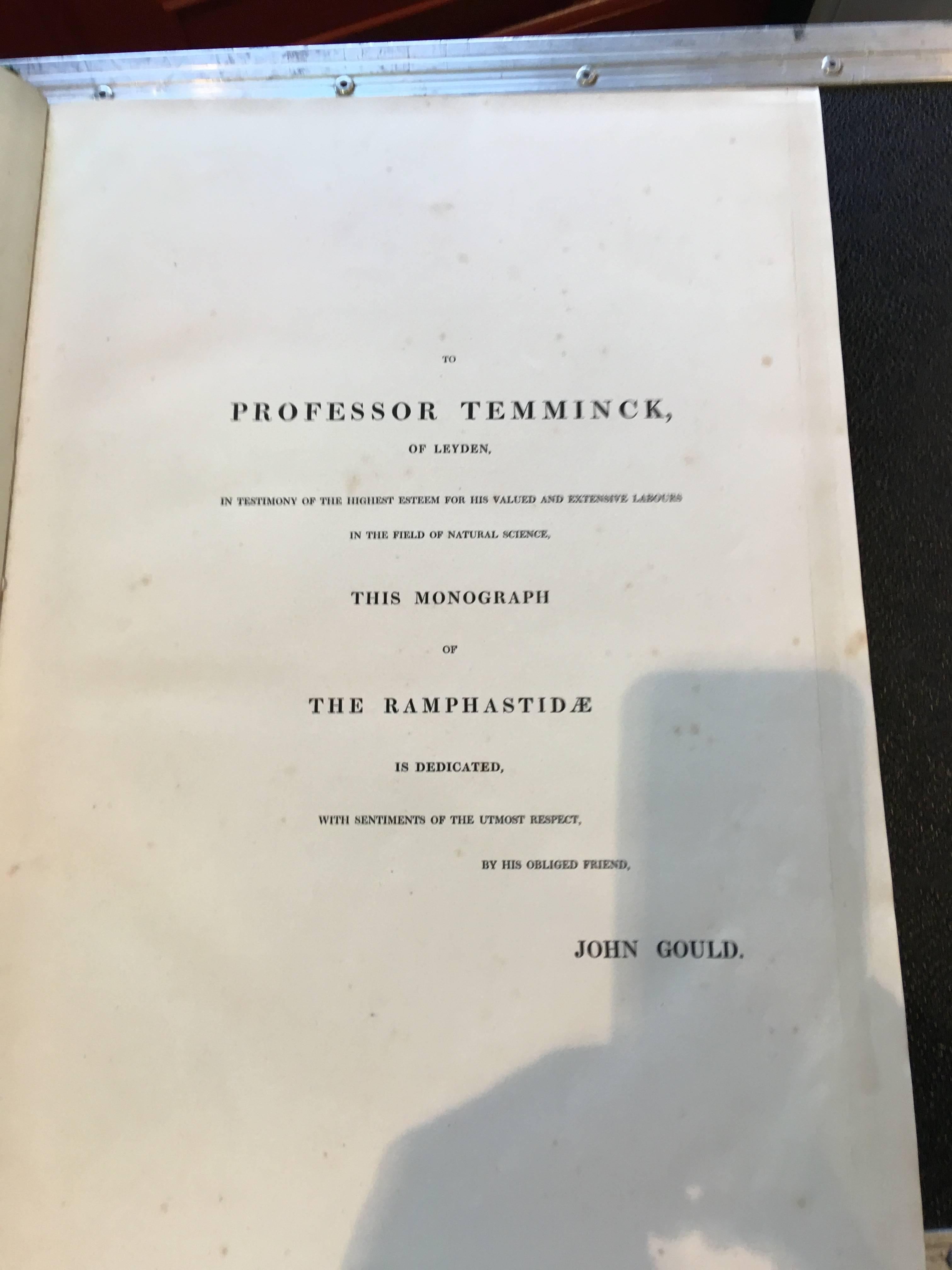 English Gould Monograph of the Ramphastide 1st edition book in Modern Display Case