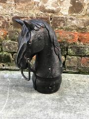 Cast Iron Horse Head Hitching Post from the Late 19th Century