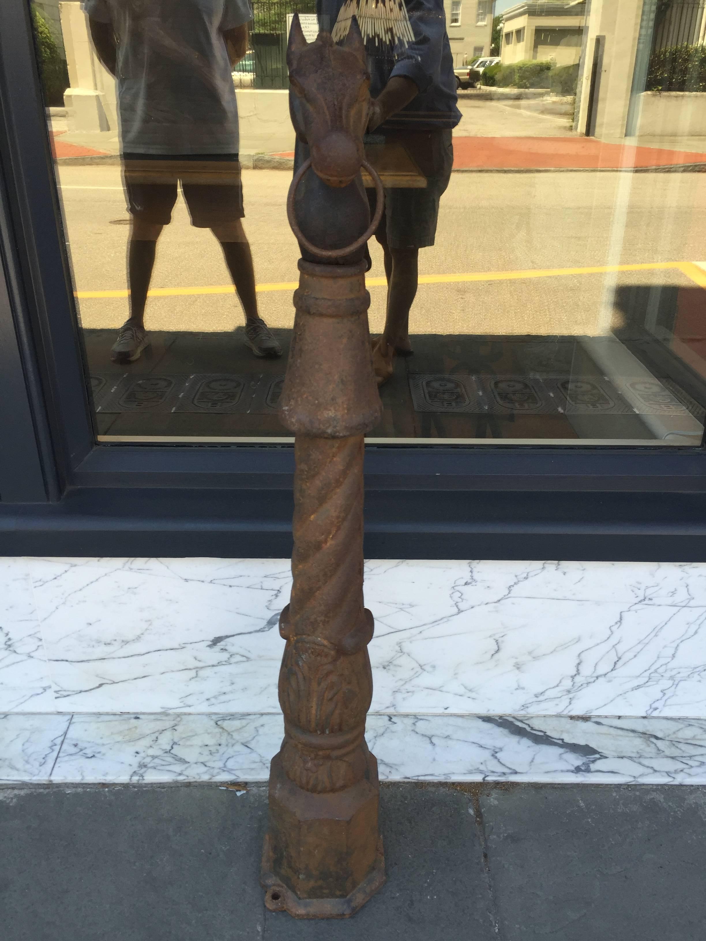 Late 19th century cast iron hitching post.
