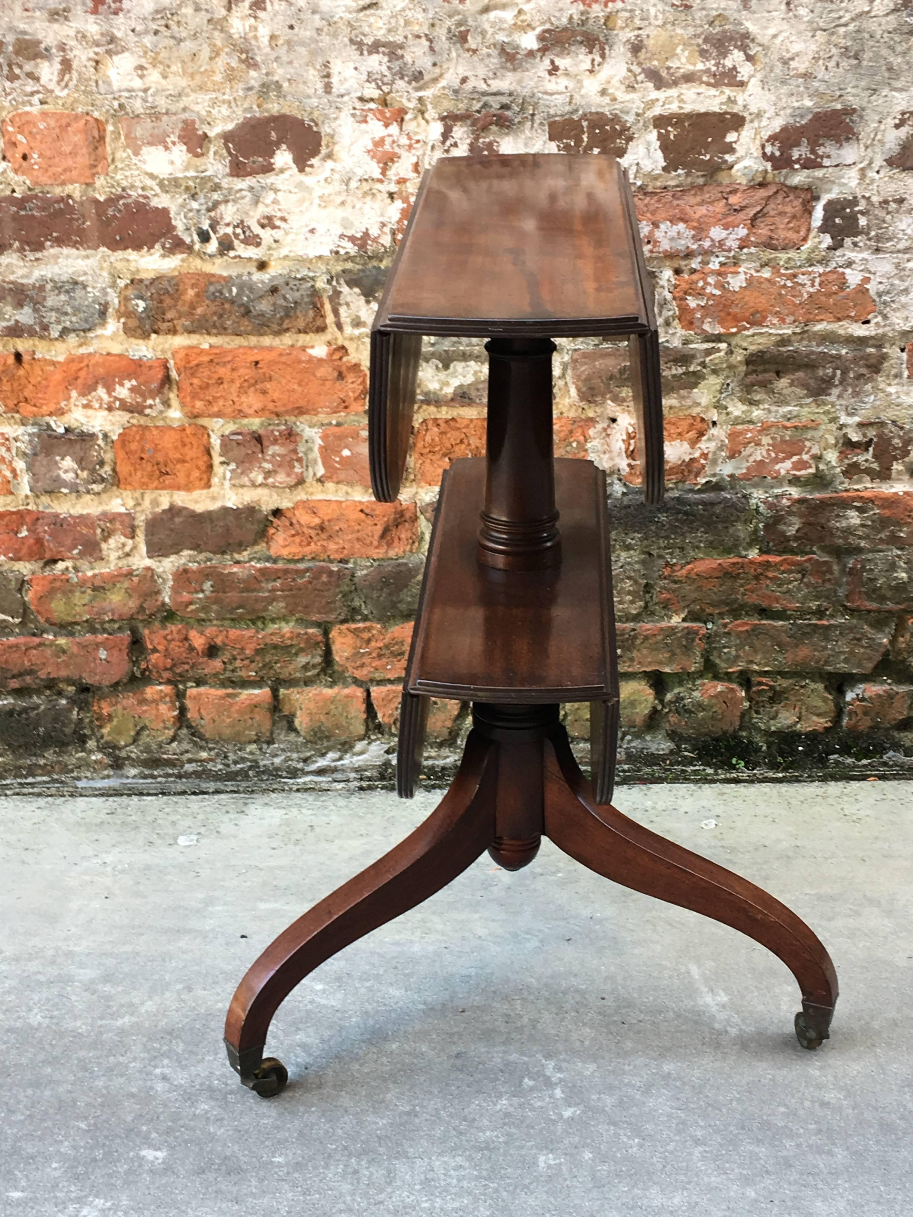 Mahogany English Two-Tier Dumb Waiter with Drop Leaves, 19th Century For Sale