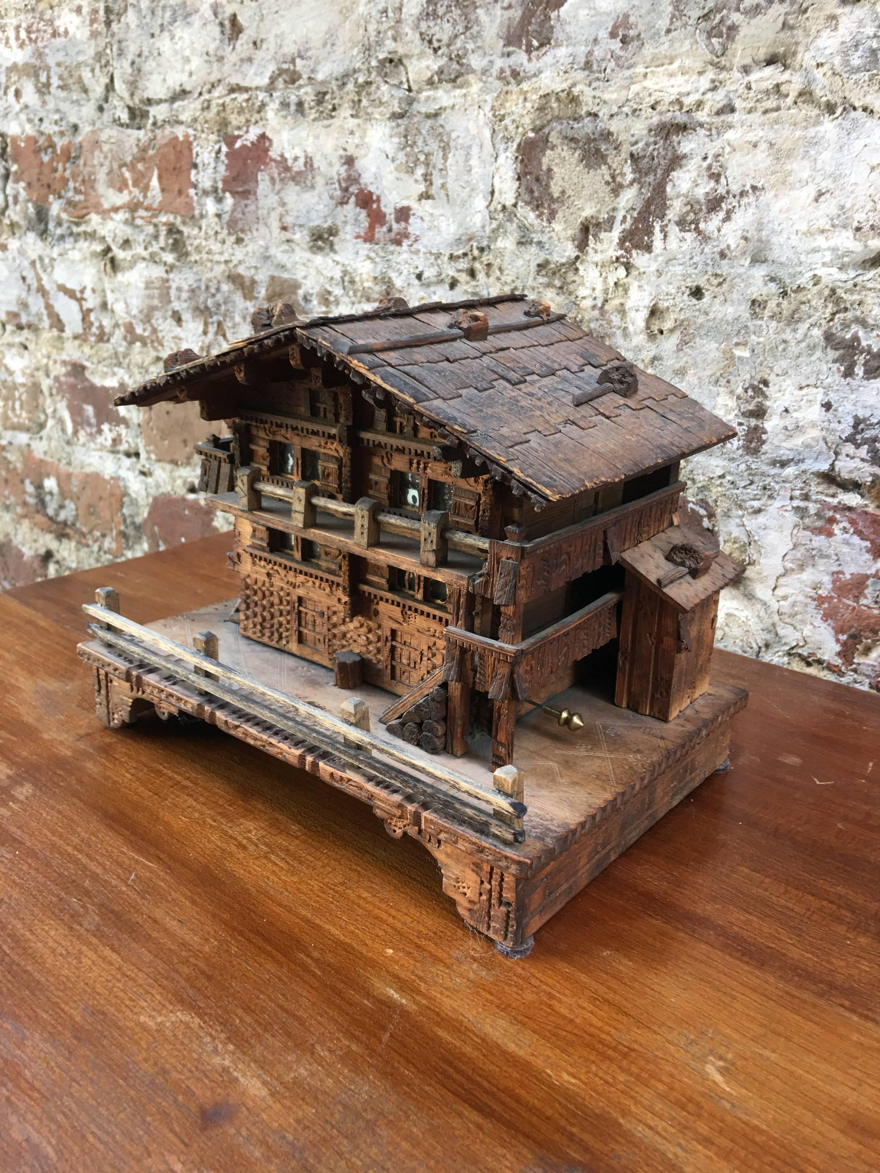 Miniature Swiss Chalet Music Box Easy, 20th Century For Sale at 1stDibs | antique  swiss chalet music box, vintage swiss chalet music box, swiss music box