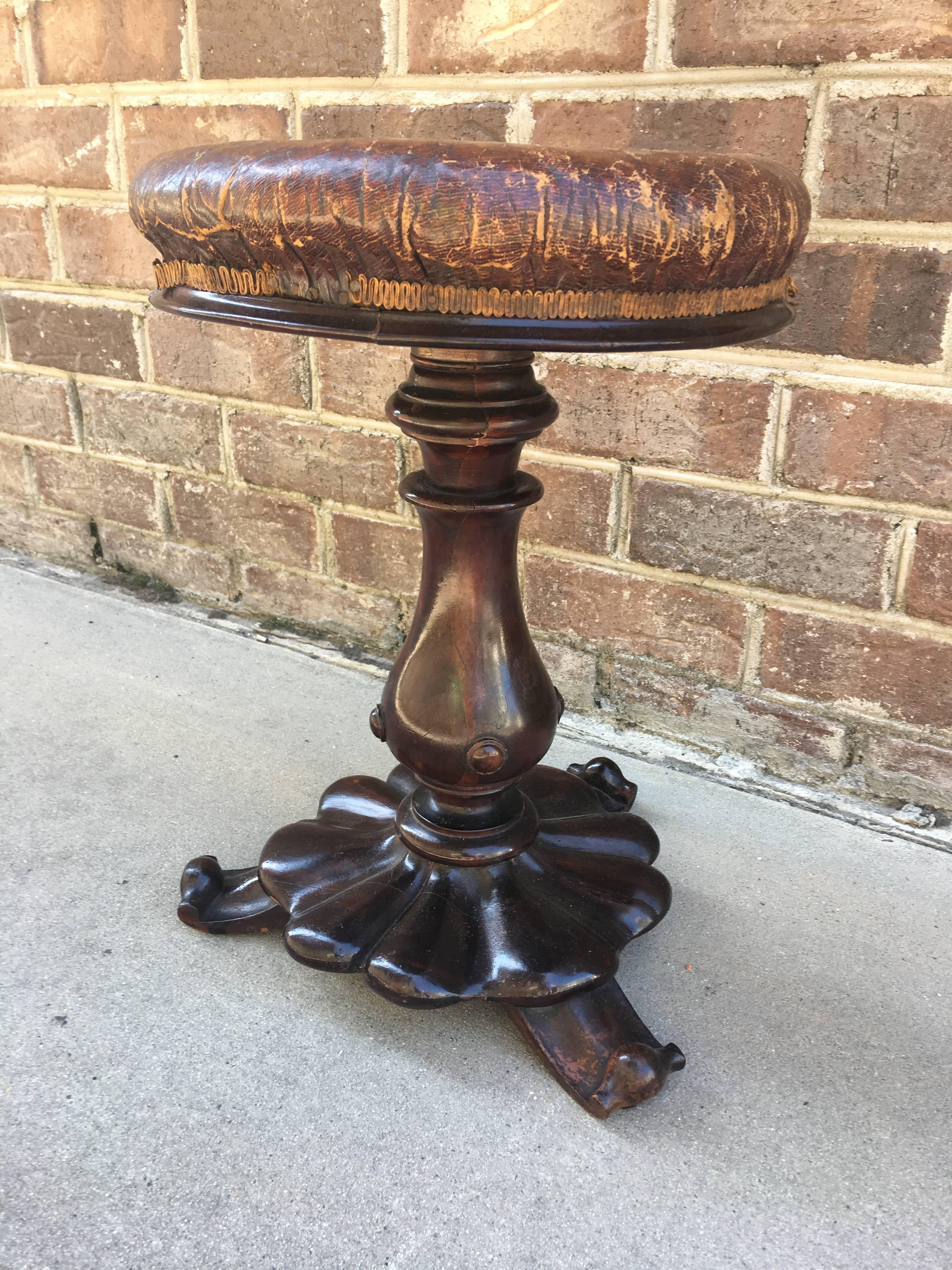 North American Mahogany Cuban Piano Stool, circa 1840