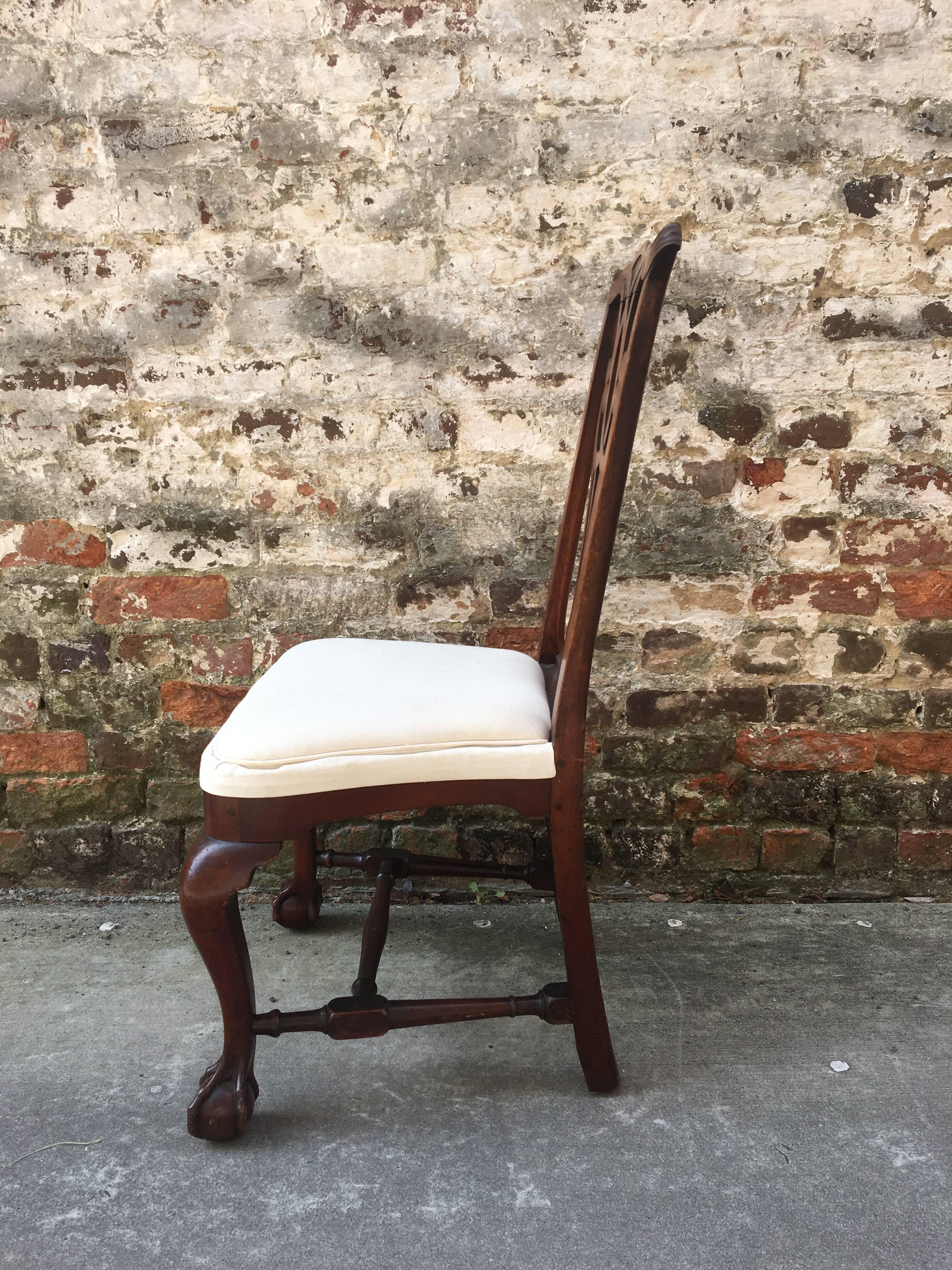 18th Century !9th Century American Mahogany Side Chair with Ball and Claw Feet For Sale