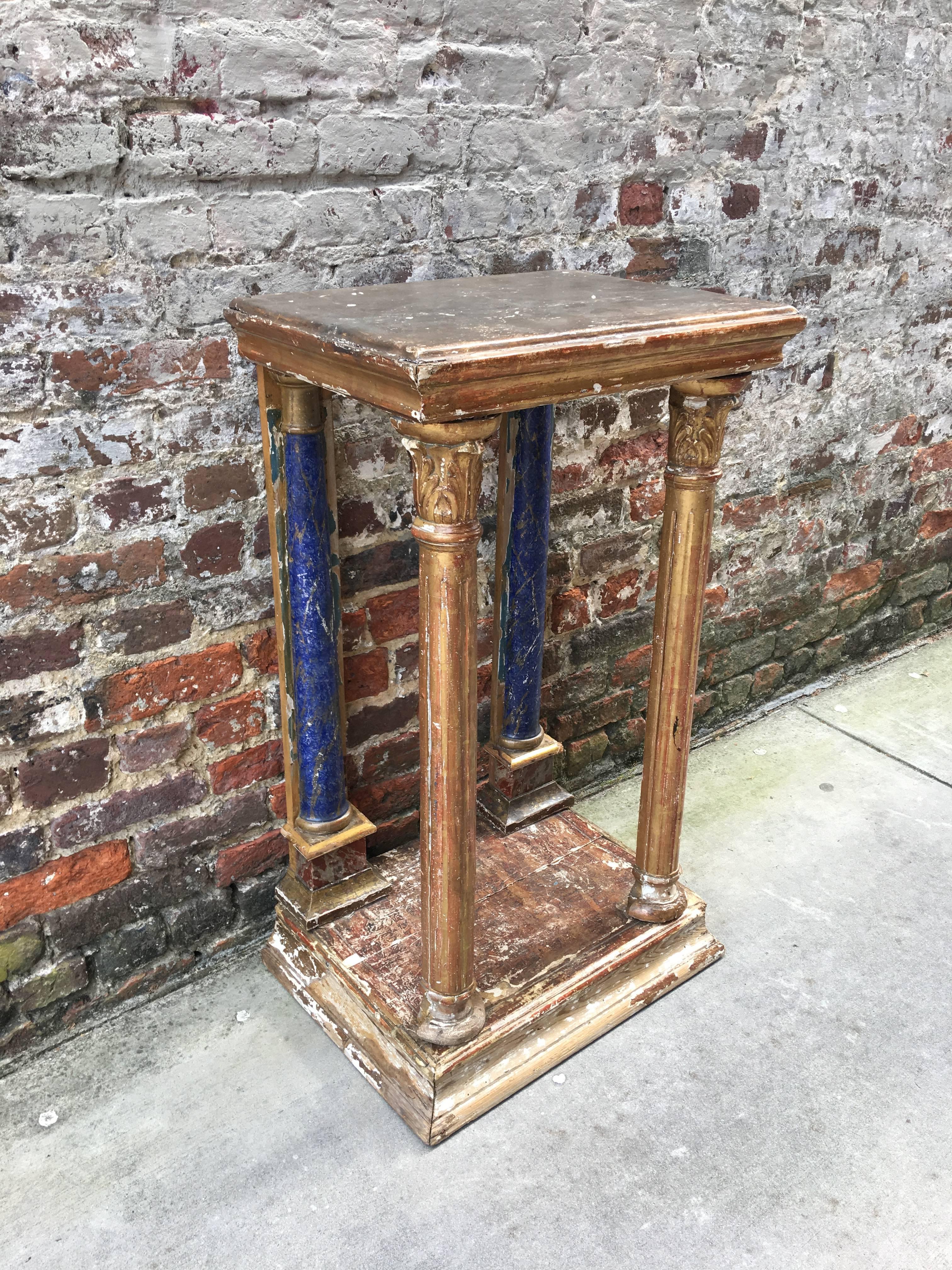 Italian gold gilt and painted pedestal from the early 20th century.