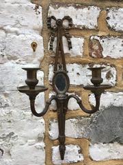 Pair of Small Double Arm Wall Sconce, English, circa 1900