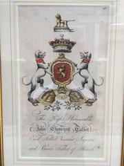 English Coat of Arms Framed Engravings from the Late 19th Century