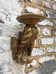 Pair of Gold Gilt Carved Wall Brackets from the Late 19th Century
